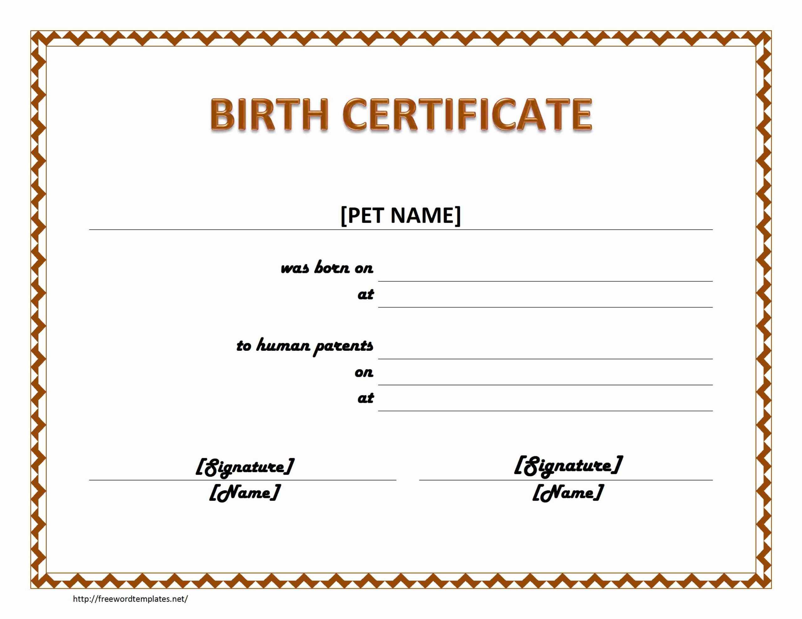 001 Birth Certificate Template Word Rare Ideas Pet For With Regard To Baby Doll Birth Certificate Template