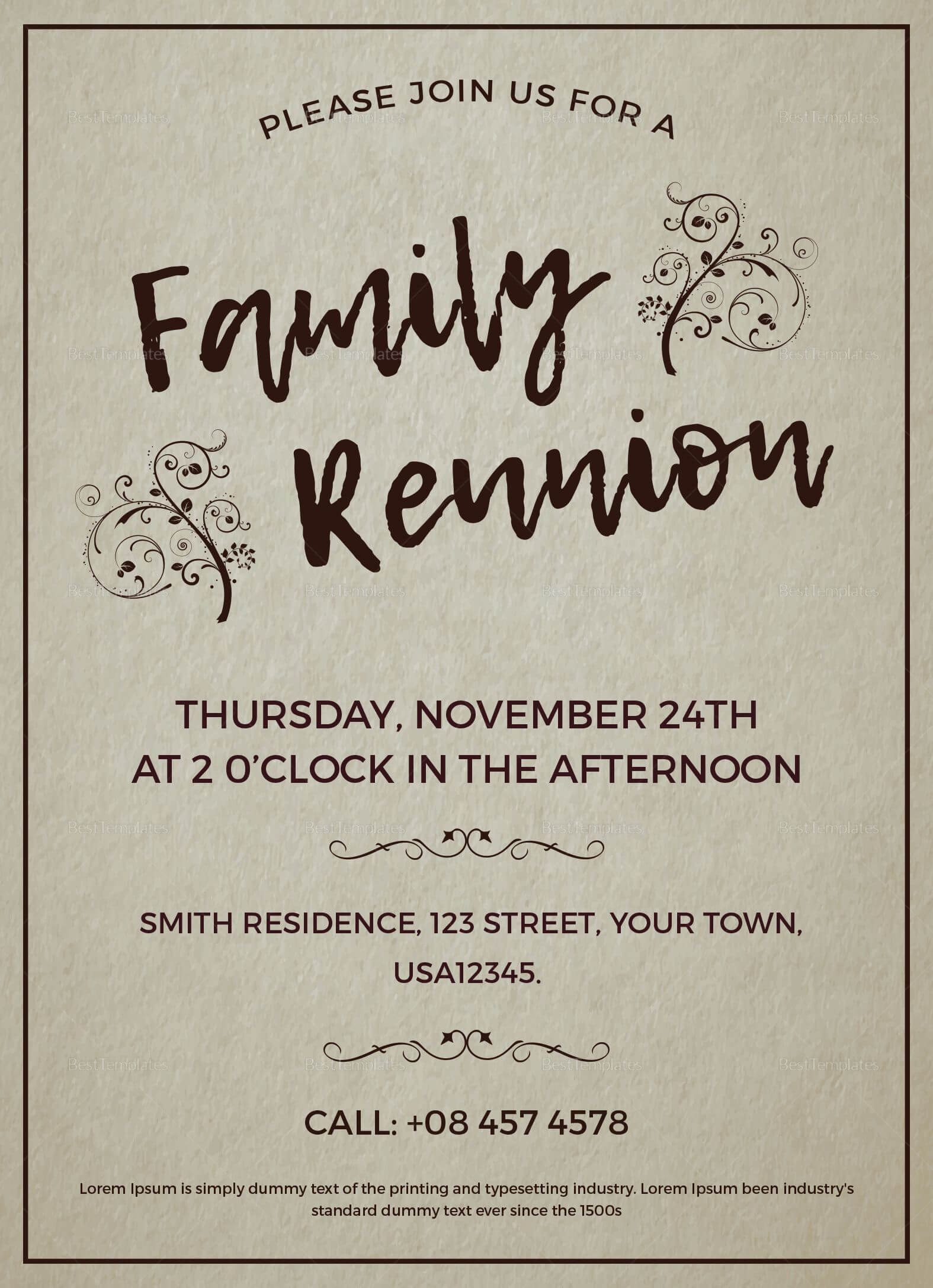 001 Family Reunion Invitation Templates Free Template Throughout Reunion Invitation Card Templates