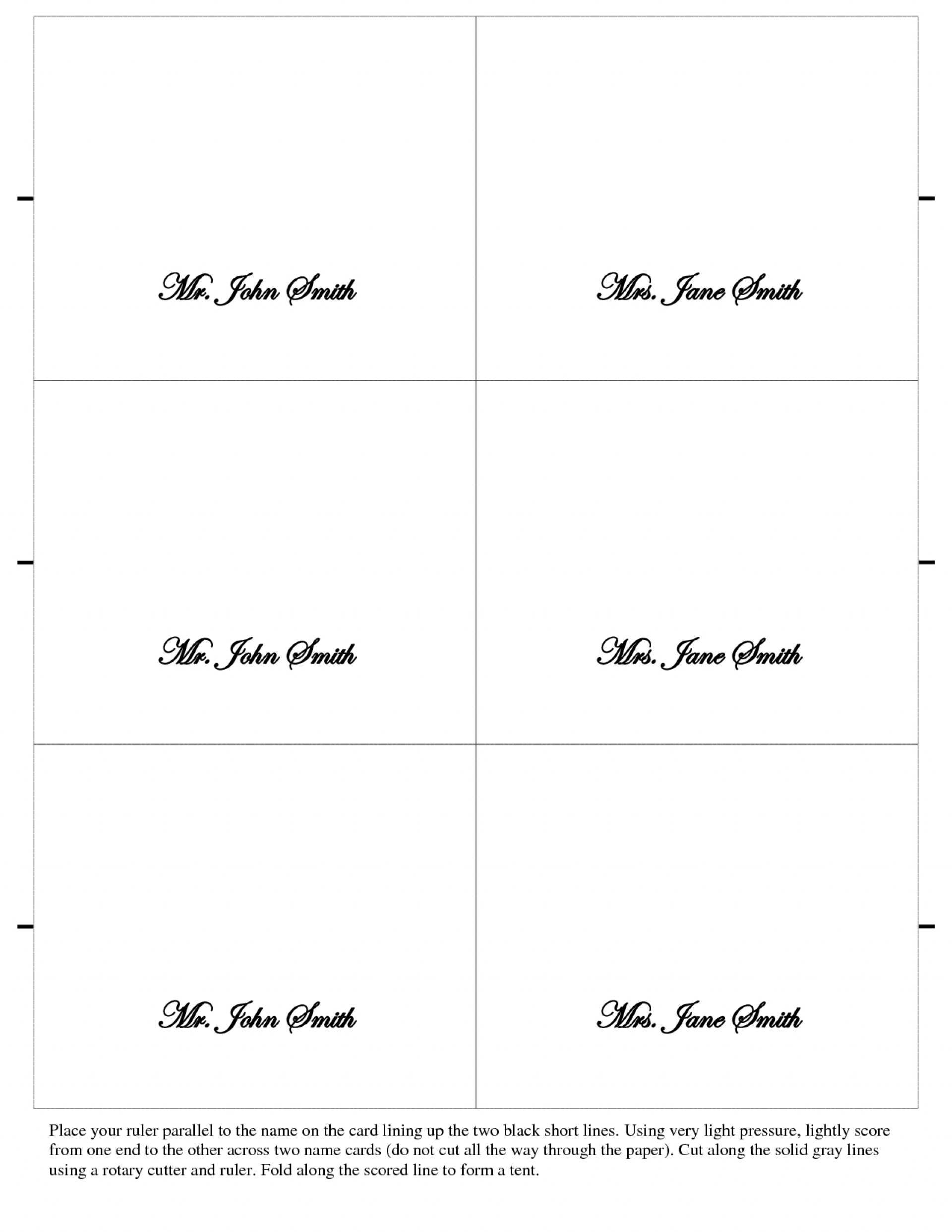 001 Table Name Card Template Size Seating Printable Regarding Place Card Size Template