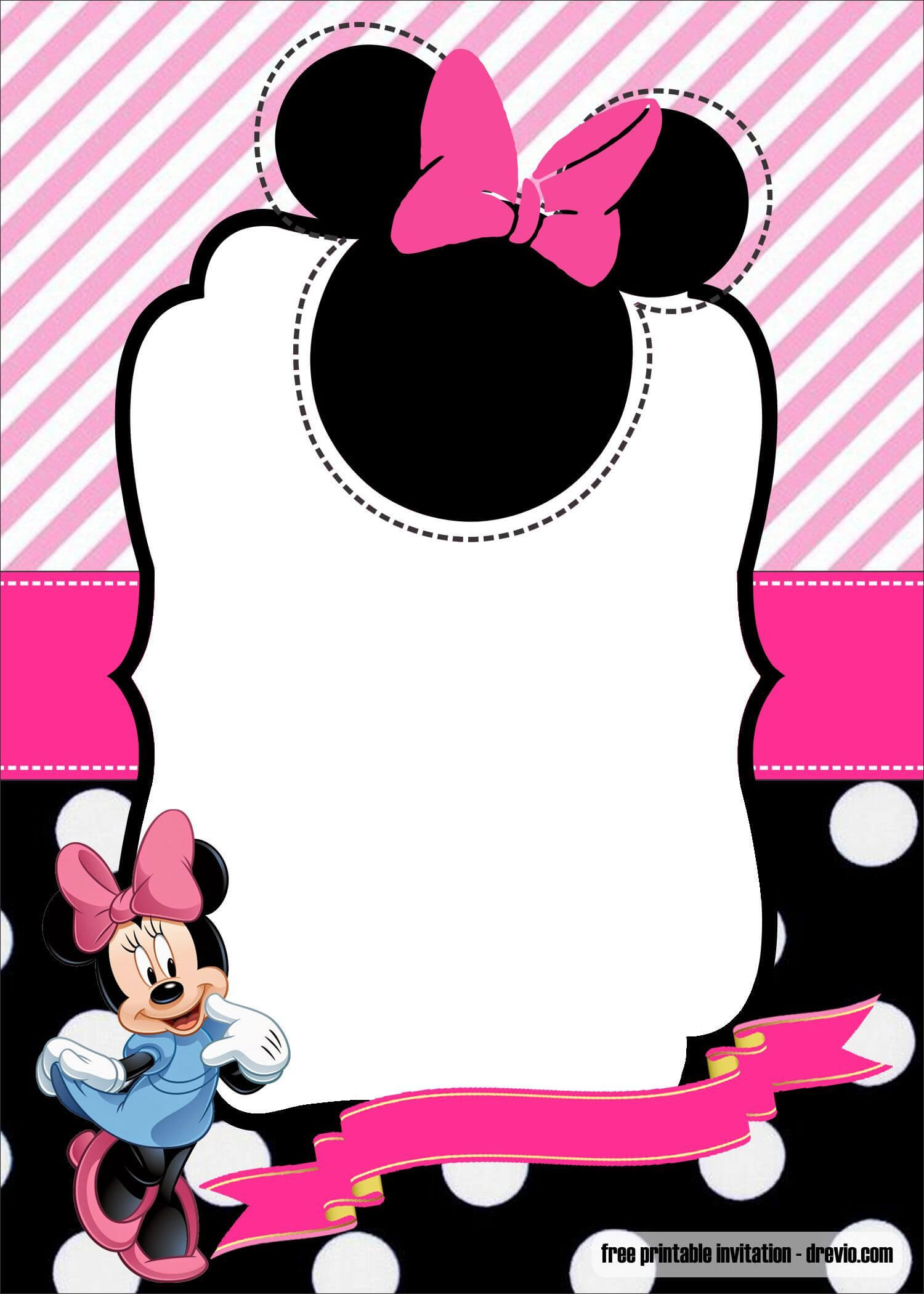 001 Template Ideas Minnie Mouse Birthday Striking Invitation Regarding Minnie Mouse Card Templates