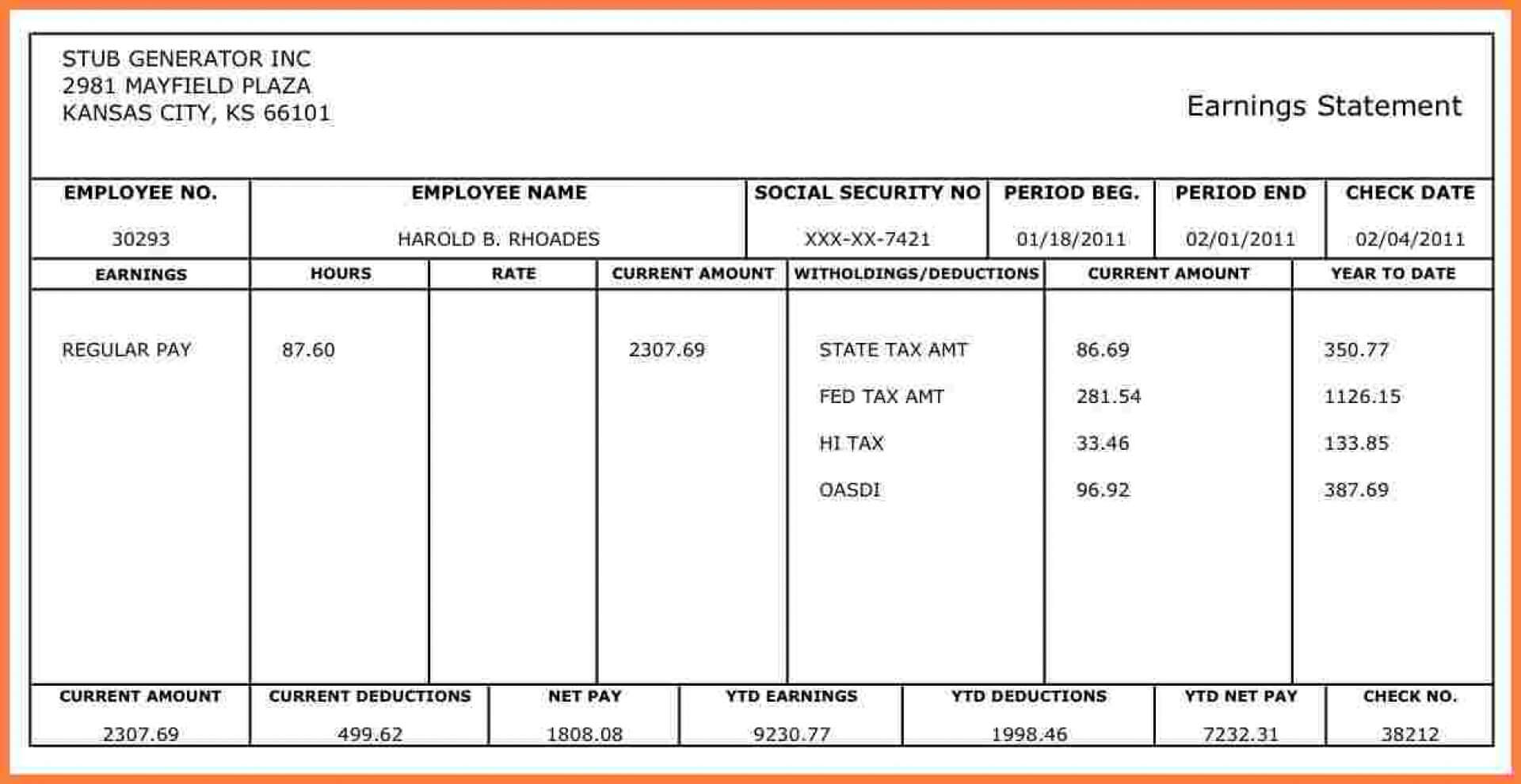 002 Free Pay Stub Template Download Ideas Fearsome Excel In Free Pay Stub Template Word