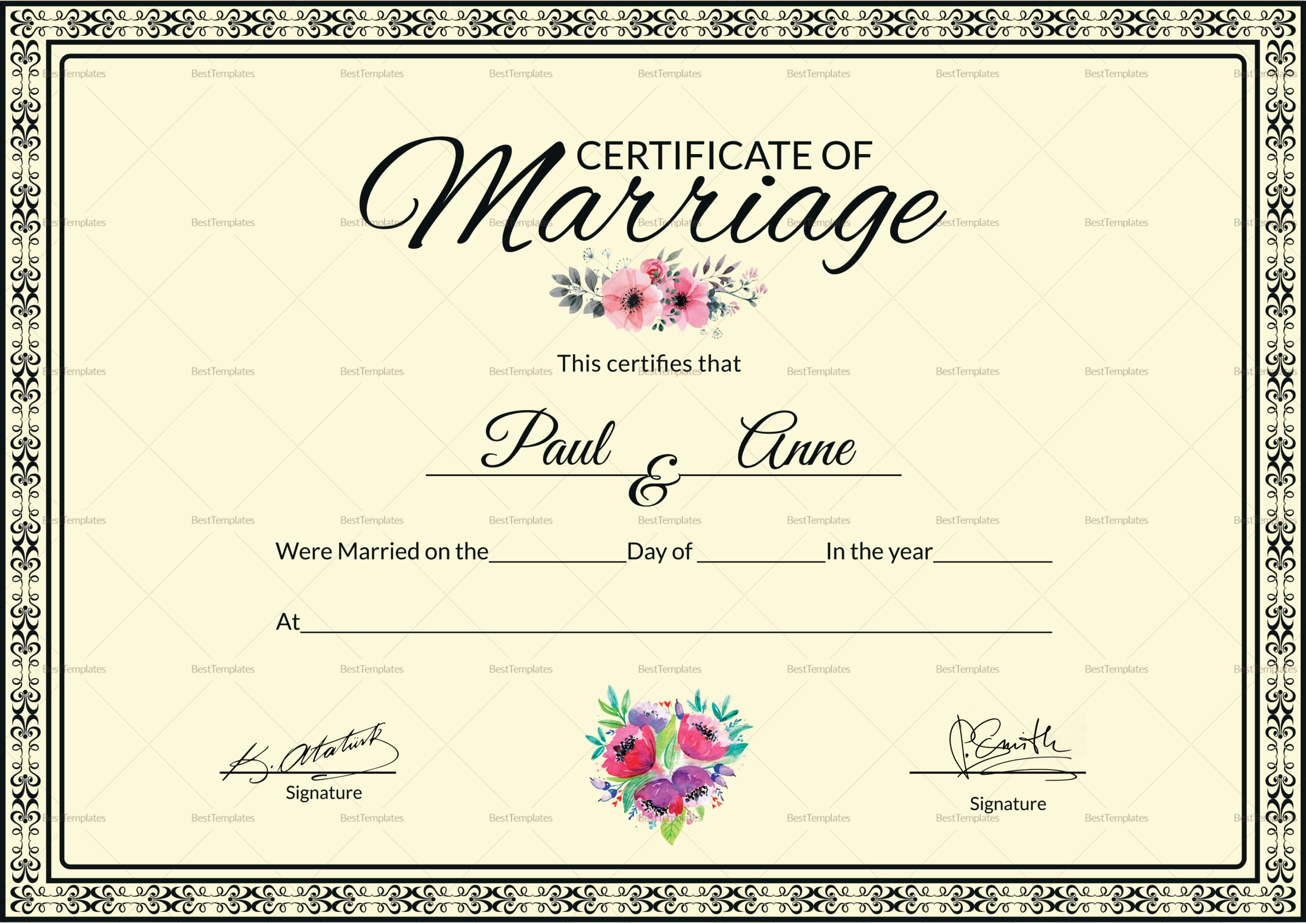 002 Template Ideas Certificate Of Marriage Beautiful With Regard To Certificate Of Marriage Template