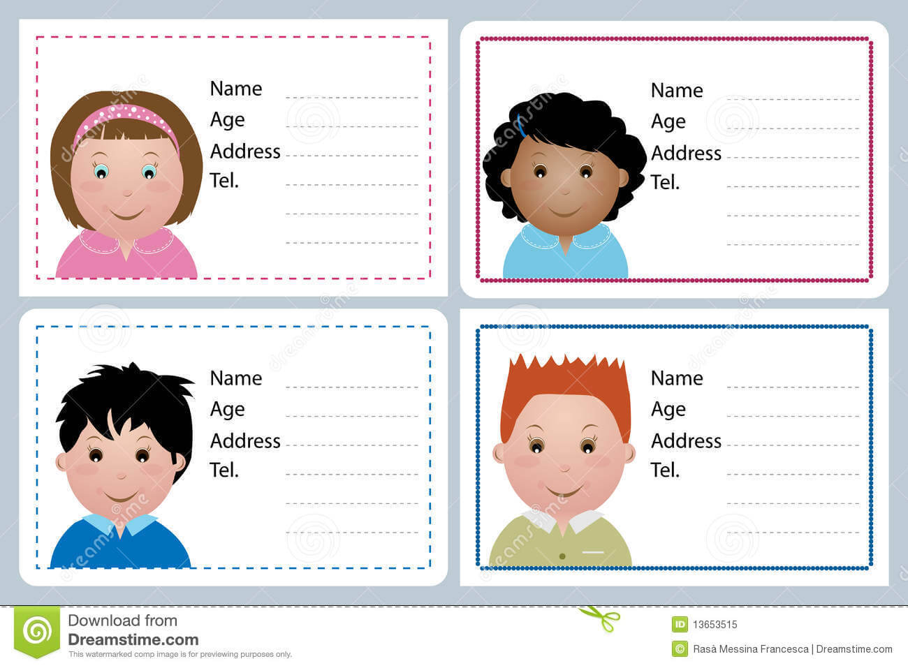 002 Template Ideas Child Id Card Free Flat Astounding Kid For Id Card Template For Kids