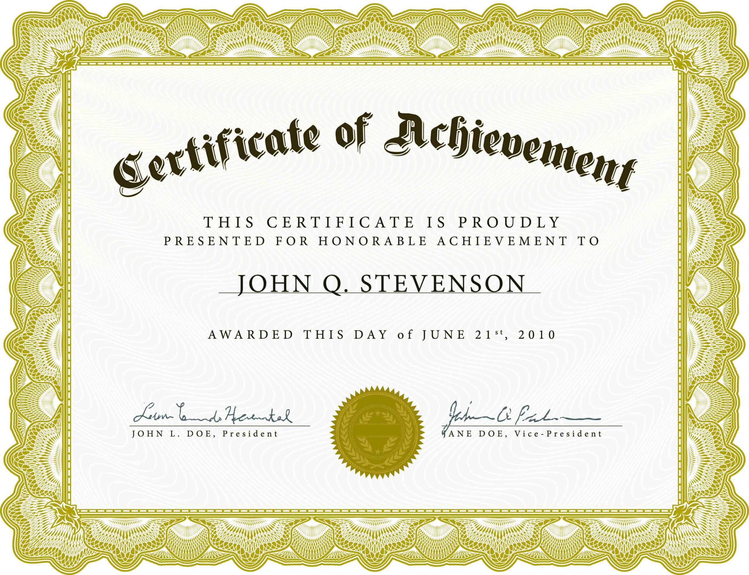 002 Word Certificate Of Achievement Template Outstanding With Regard To Army Certificate Of Achievement Template