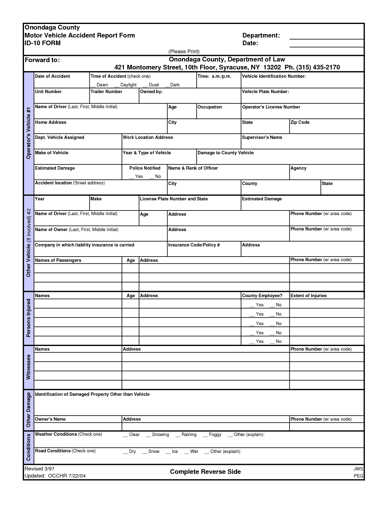 003 Auto Accident Report Form Template Ideas Motor Vehicle With Regard To Motor Vehicle Accident Report Form Template