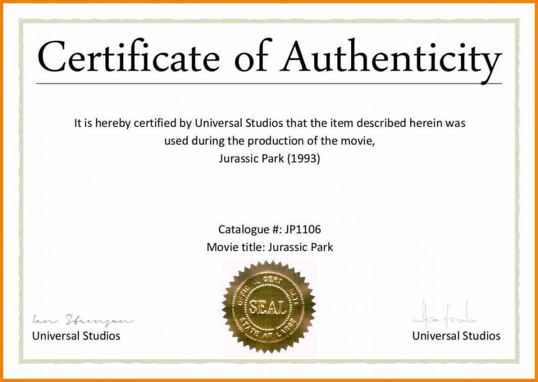 003 Certificate Of Authenticity Autograph Template Freel Throughout Certificate Of Authenticity Photography Template