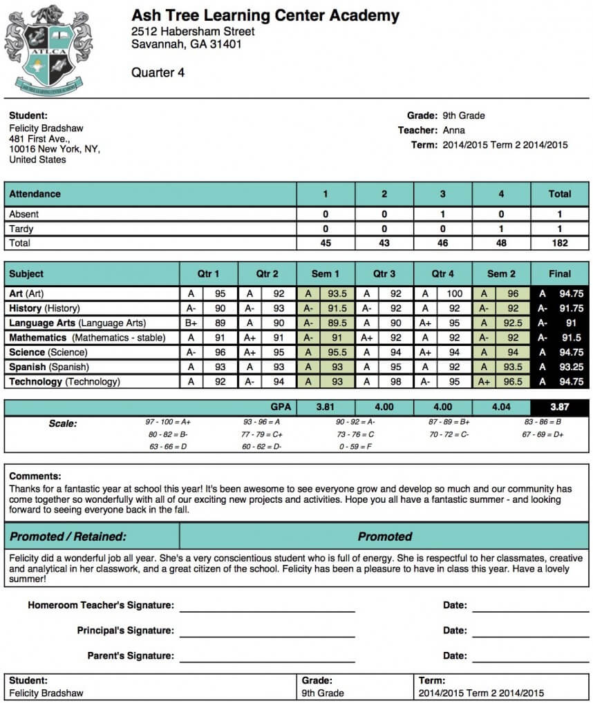 003 High School Report Card Template Atlca1 Magnificent With Regard To Result Card Template