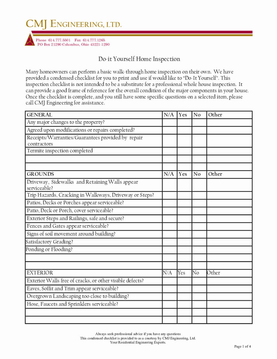 003 Home Inspection Checklist Templates Template Surprising Pertaining To Engineering Inspection Report Template