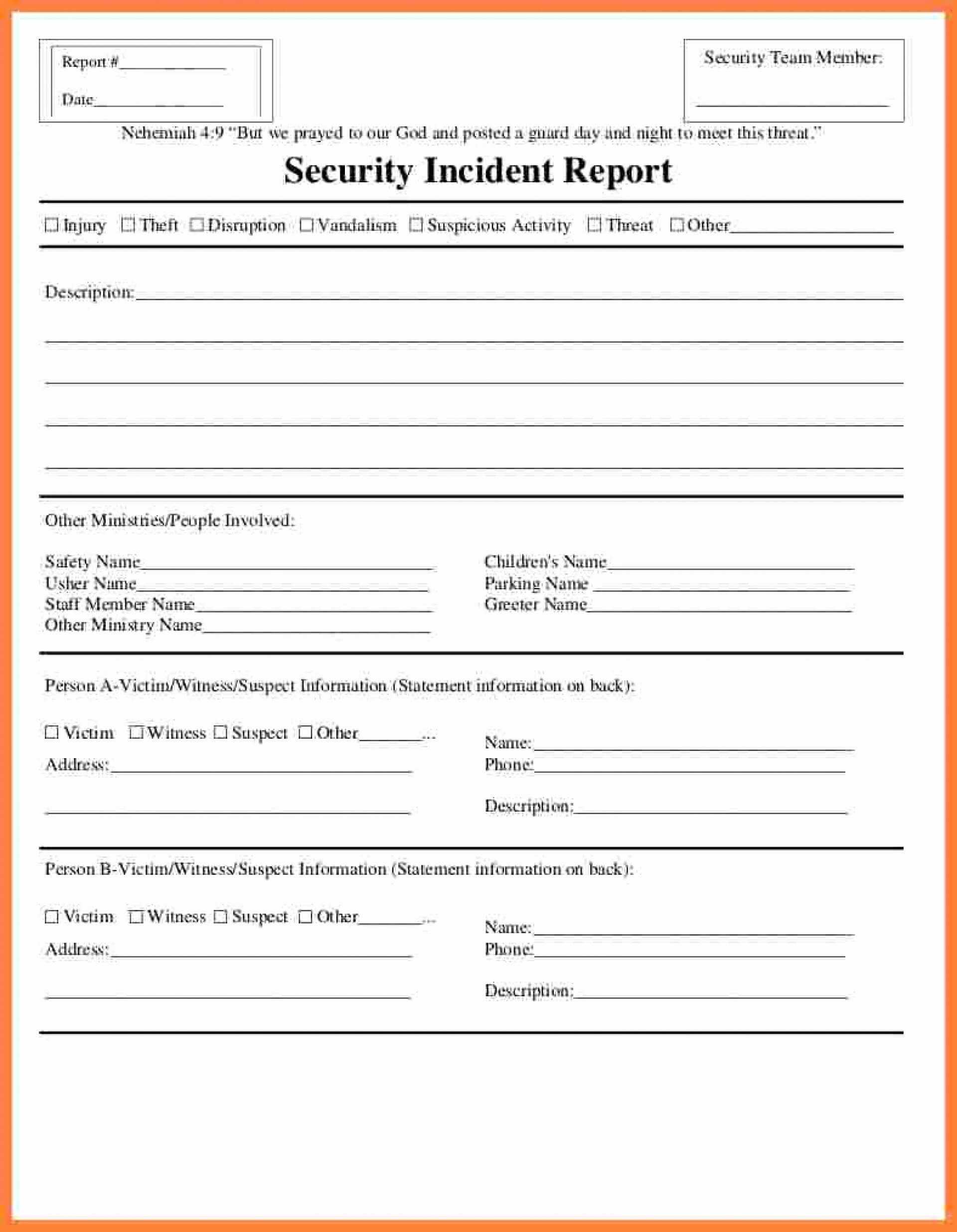 003 Security Incident Report Form Template Word Ideas 20Fire Regarding Incident Report Form Template Doc