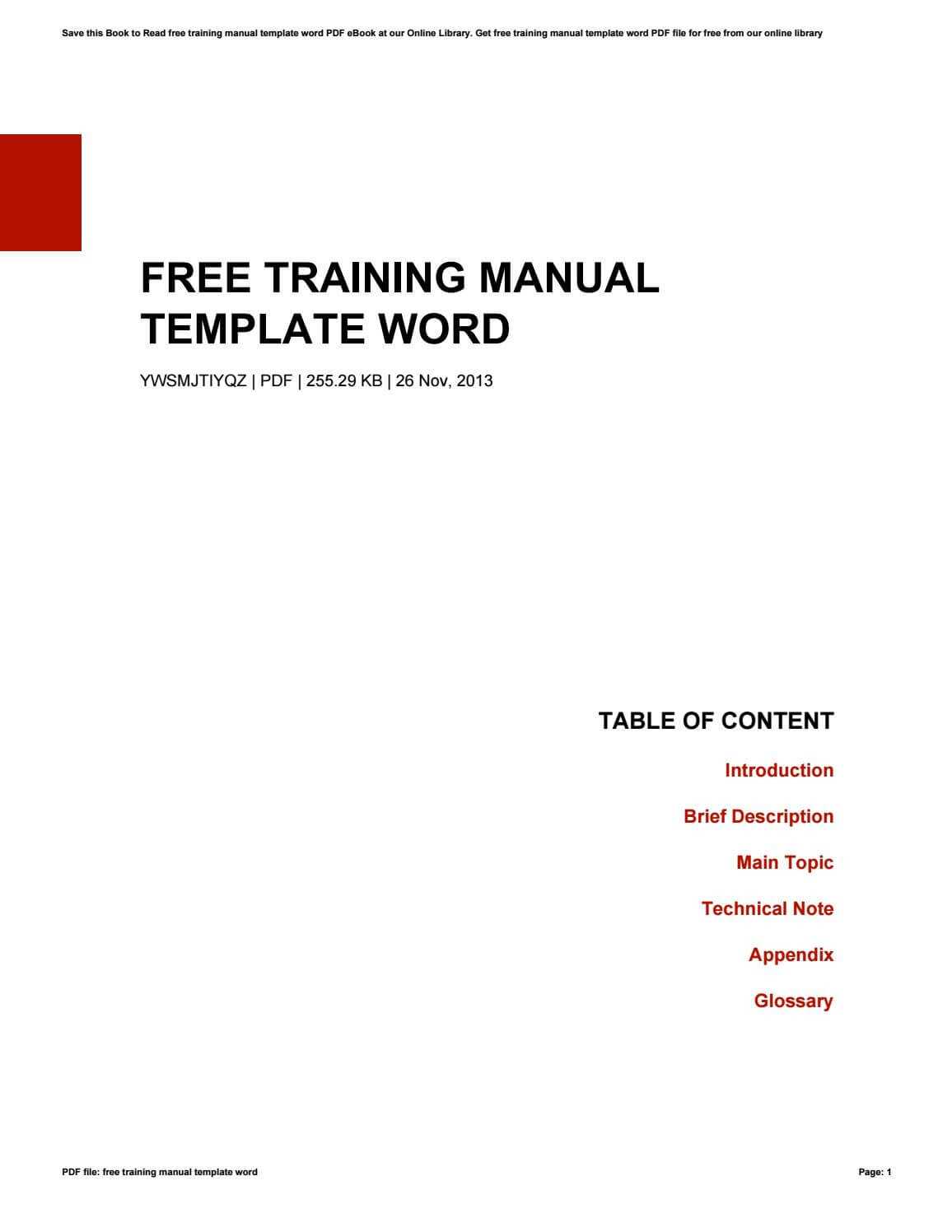 003 Training Manual Template Word Ideas Page 1 Fascinating In Training Manual Template Microsoft Word