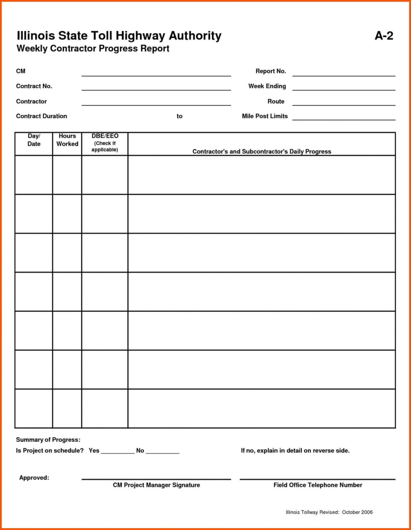 004 Daily Work Progress Report Template Sample Status Format Within Eeo 1 Report Template