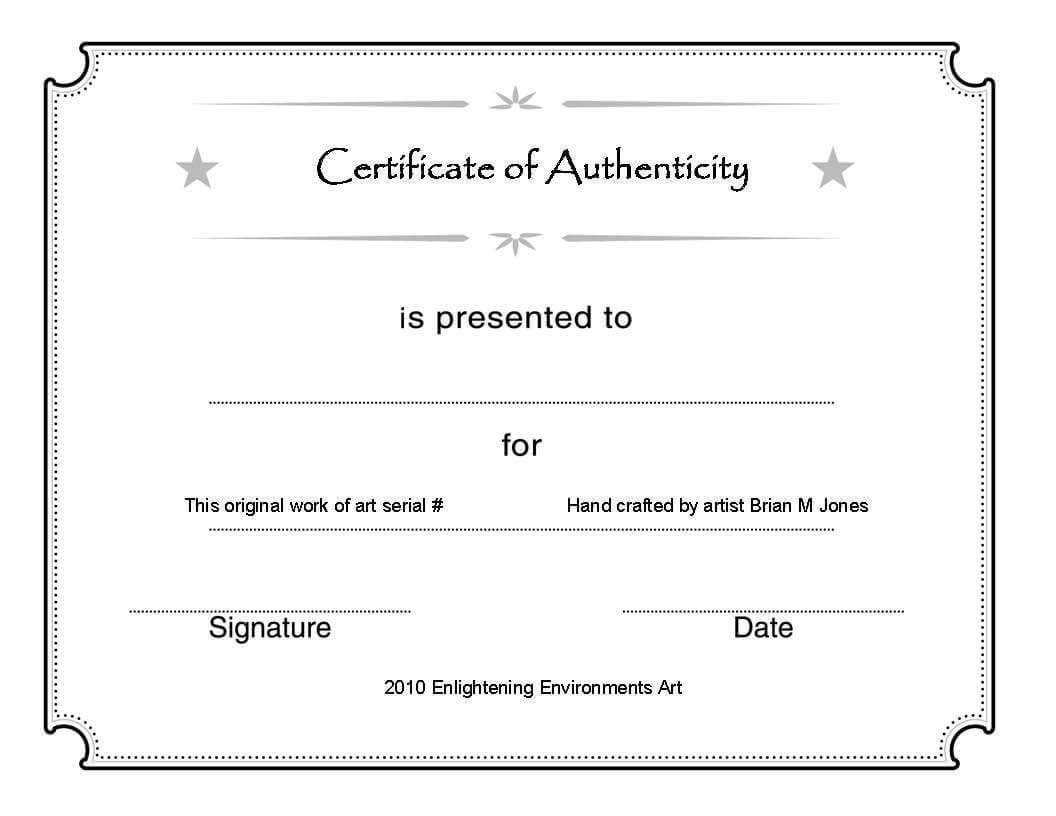 004 Template Ideas Certificate Of Authenticity Unique Free Regarding Certificate Of Authenticity Photography Template