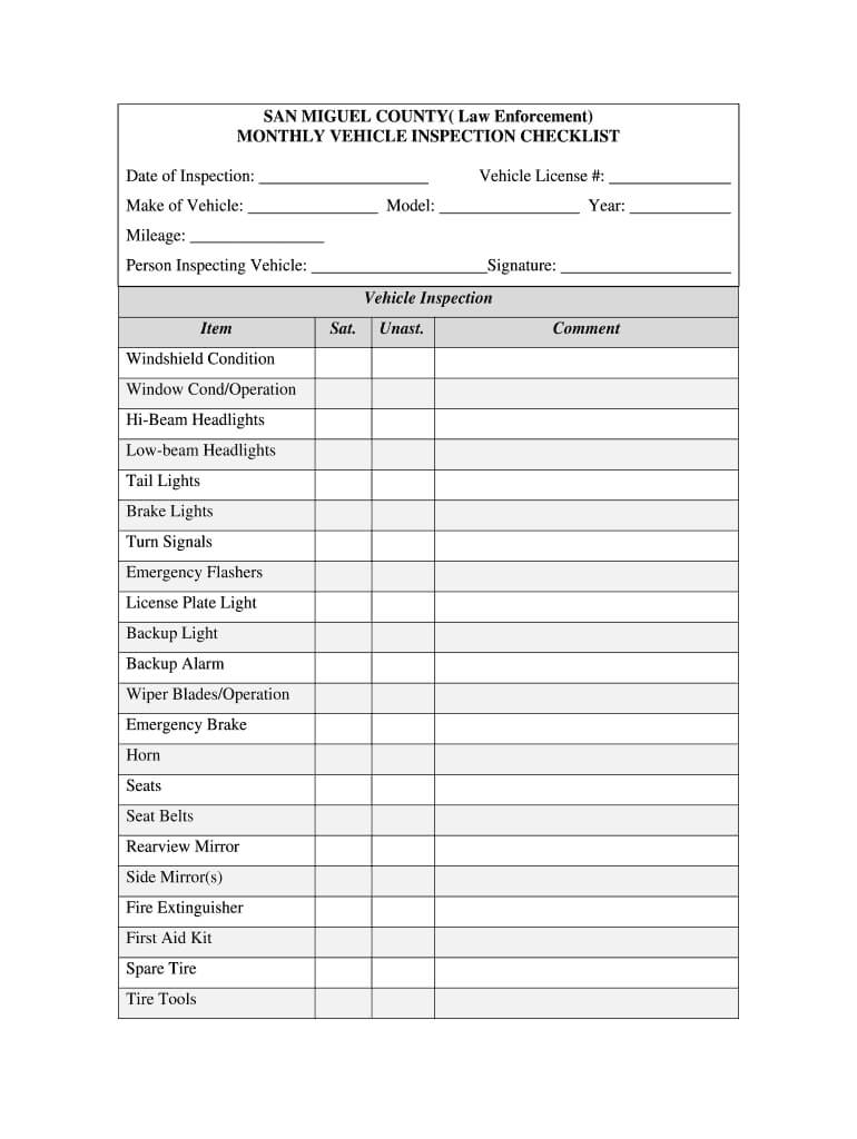 004 Template Ideas Large Vehicle Inspection Outstanding Inside Vehicle Checklist Template Word