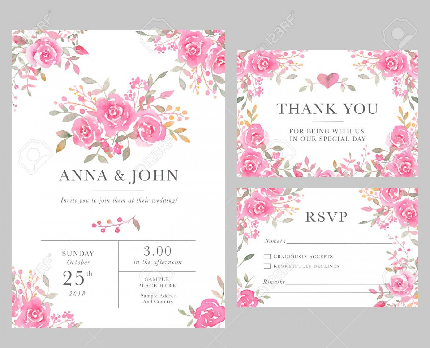 004 Wedding Invitation Card Template Set Of Templates With For Invitation Cards Templates For Marriage