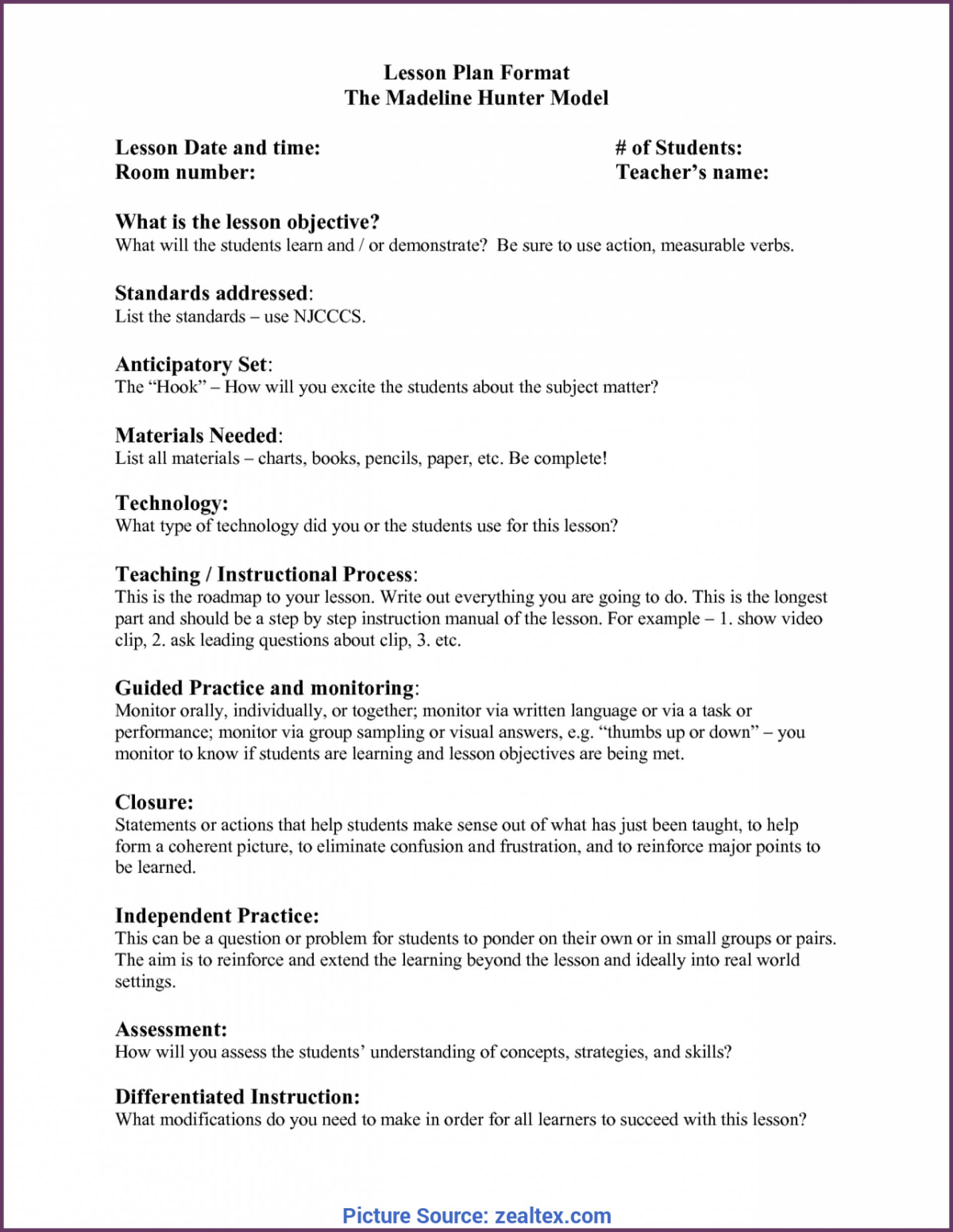 005 Template Ideas Complex Madeline Hunter Lesson Plan For Madeline Hunter Lesson Plan Template Word