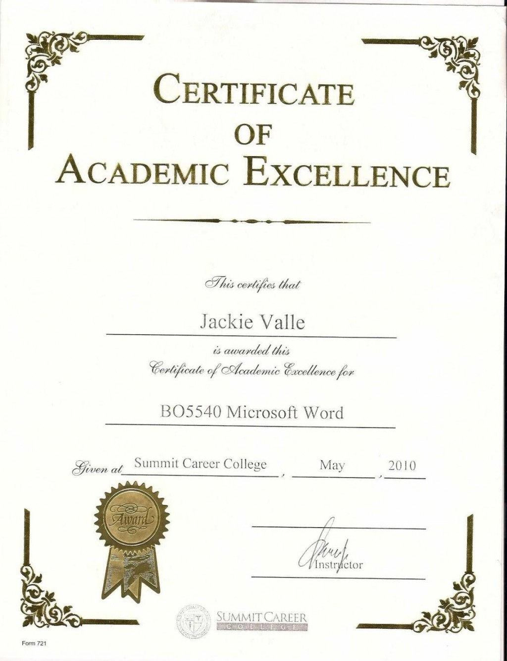 006 Terrific Award Certificate Template Word Sample Throughout Academic Award Certificate Template