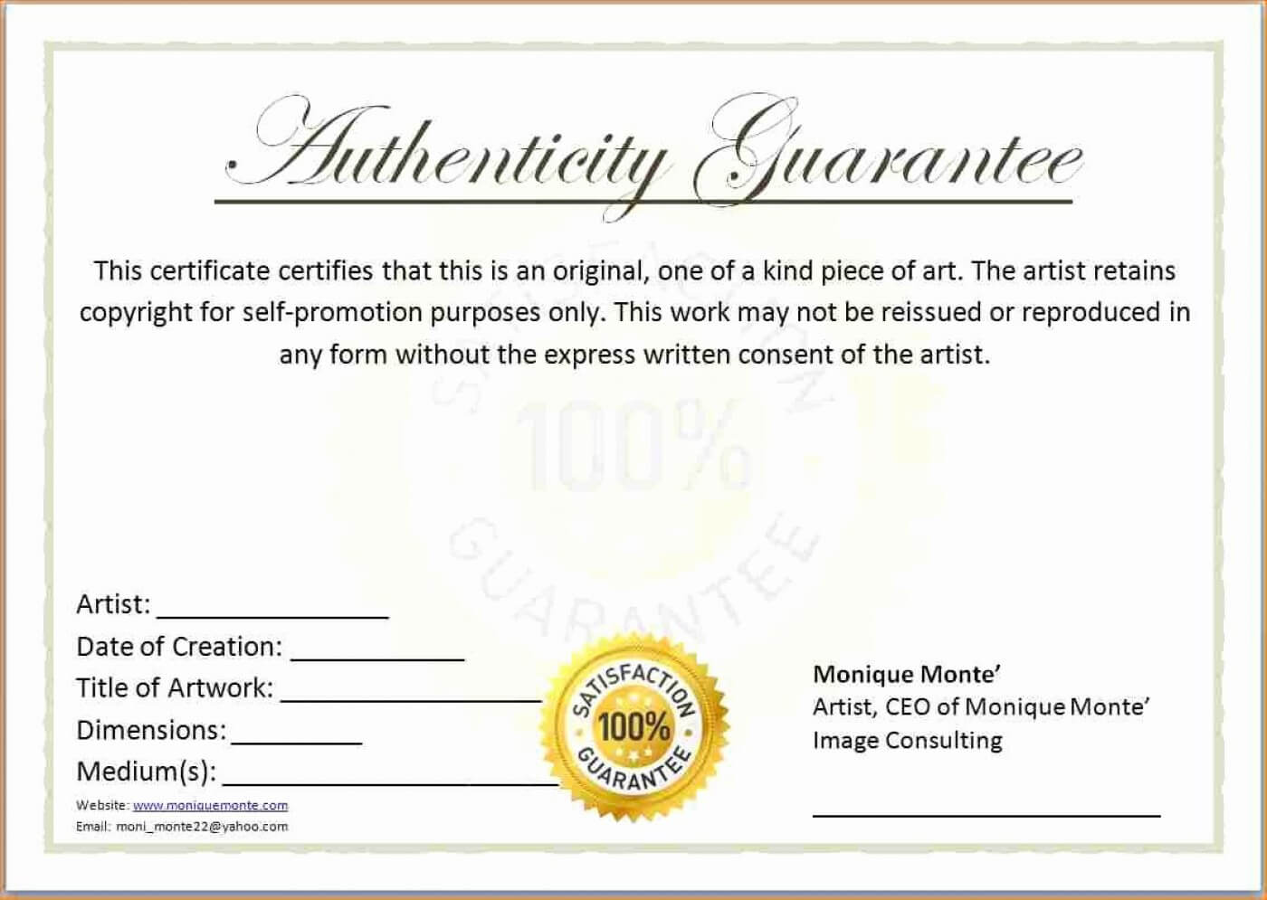 007 Certificate Of Authenticity Template Free Aplg Inside Certificate Of Authenticity Template