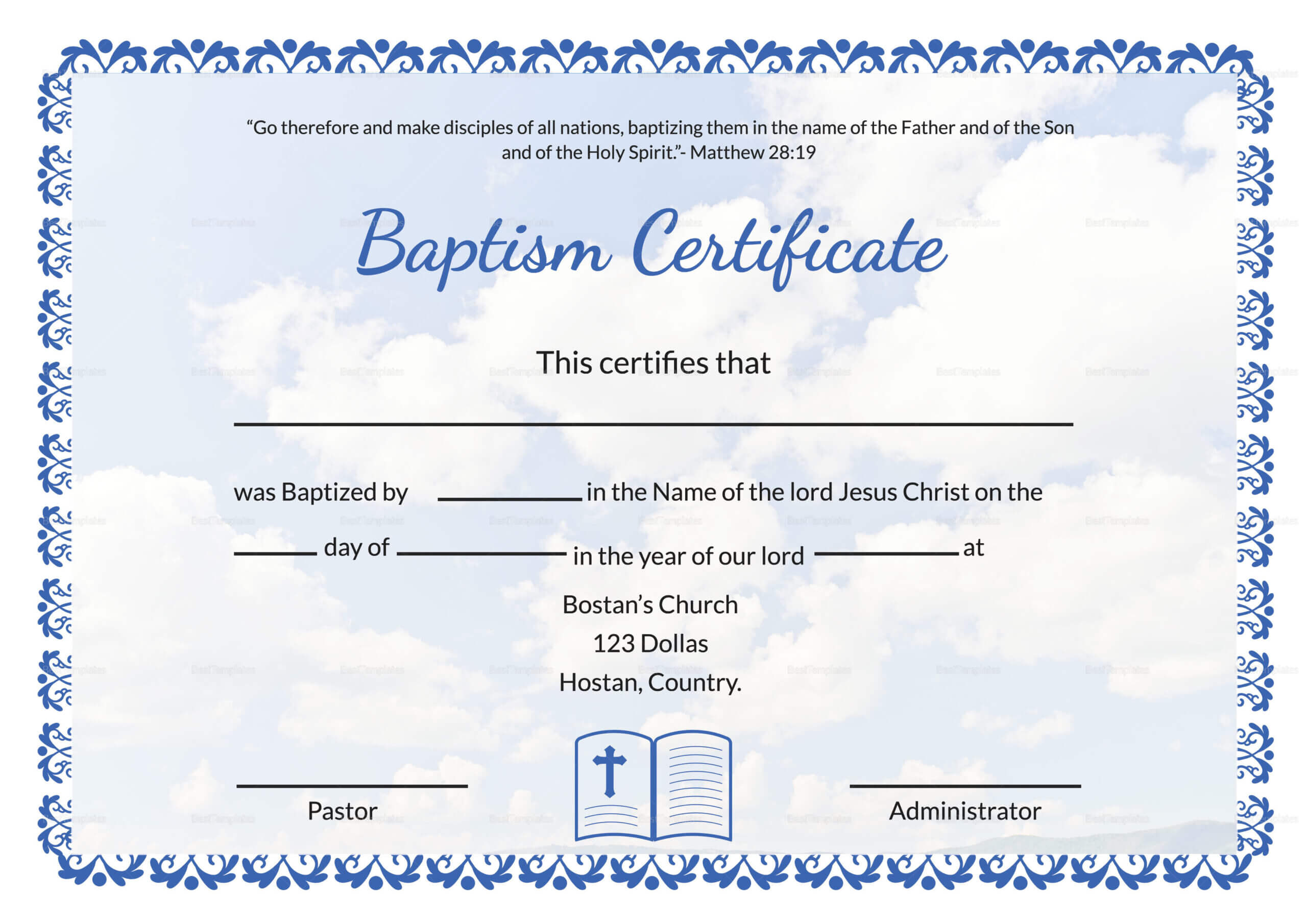 007 Certificate Of Baptism Template Ideas Unique Broadman For Roman Catholic Baptism Certificate Template