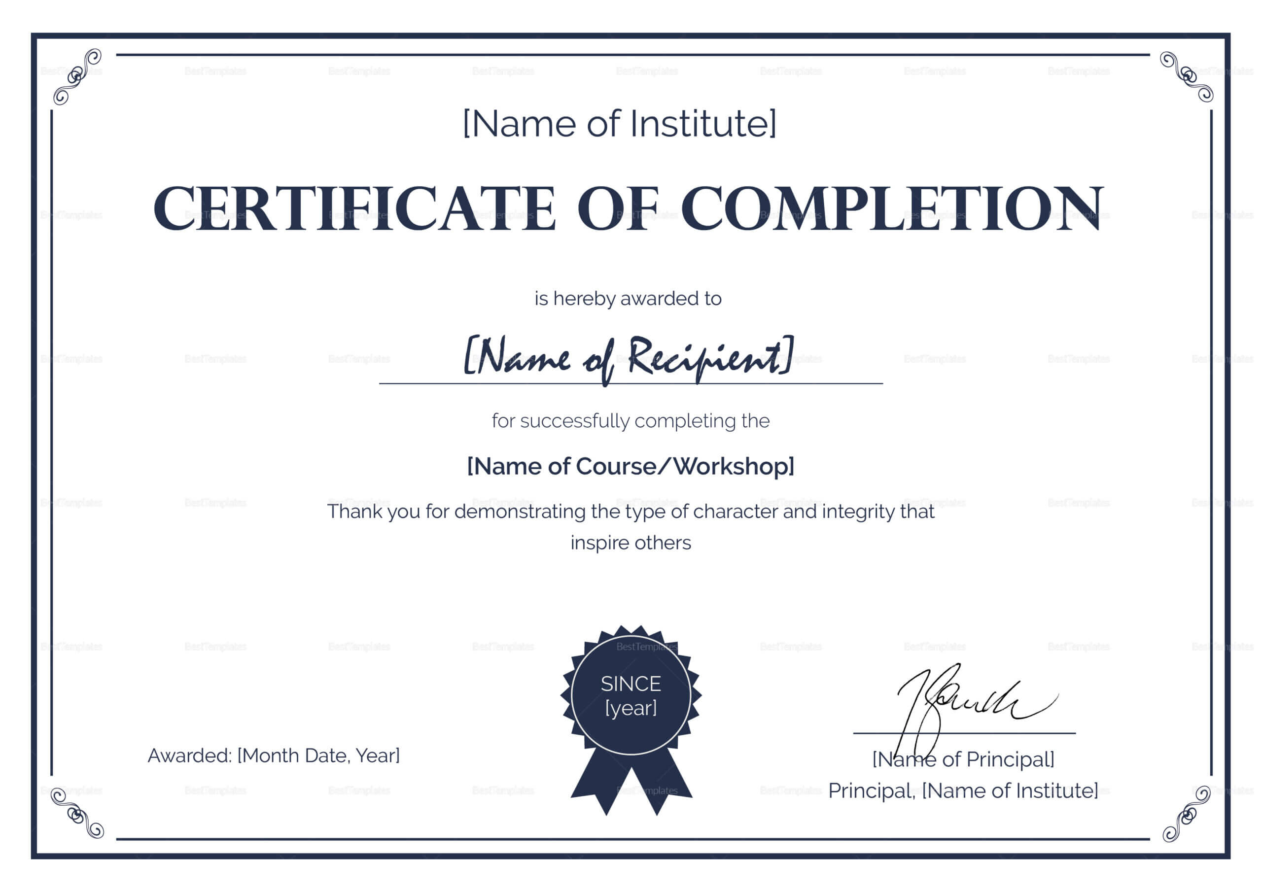 007 Certificate Of Completion Template Ideas Fantastic Inside Certification Of Completion Template