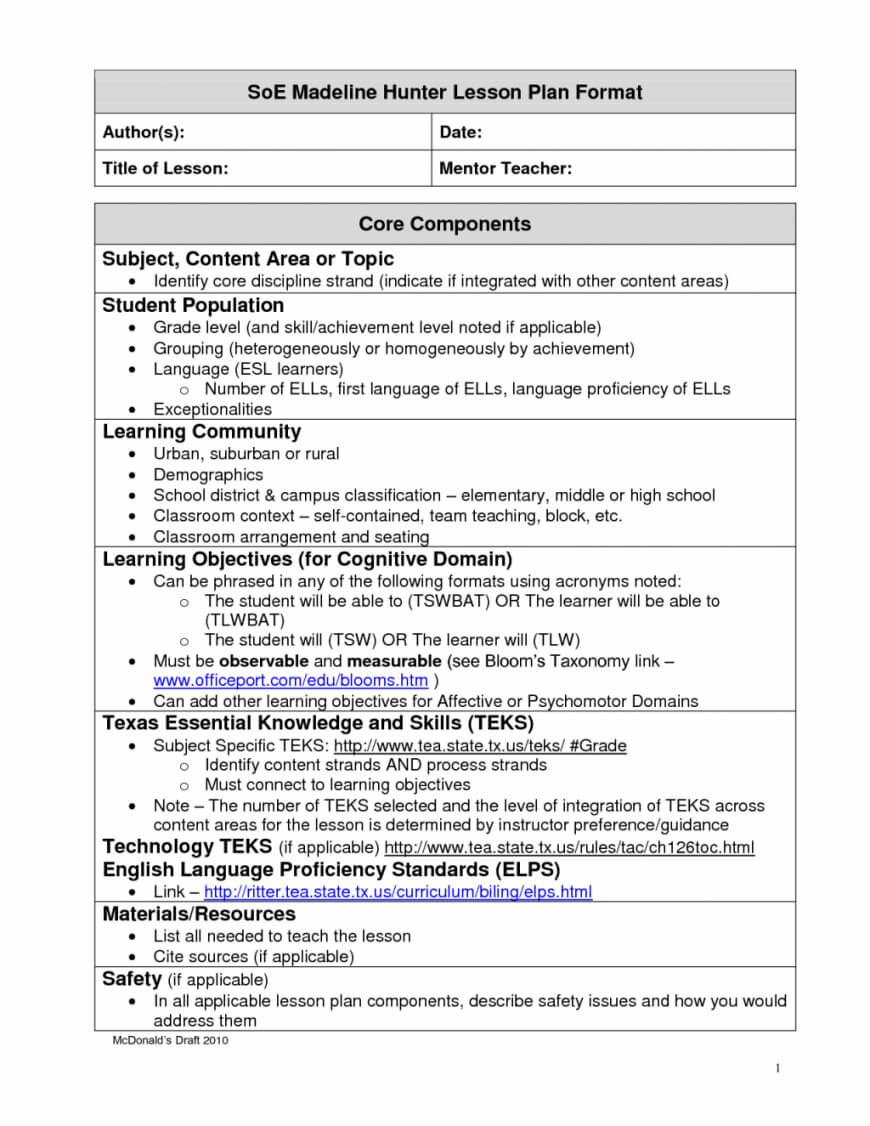007 Template Ideas Madeline Hunter Lesson Plan Blank Best With Regard To Madeline Hunter Lesson Plan Blank Template