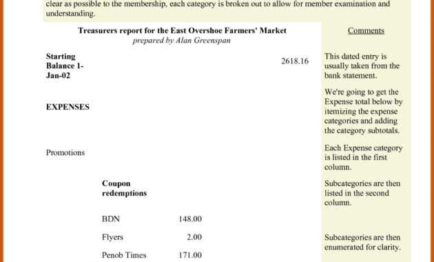 007 Treasurers Report Template Non Profit Excel Ideas throughout Treasurer Report Template