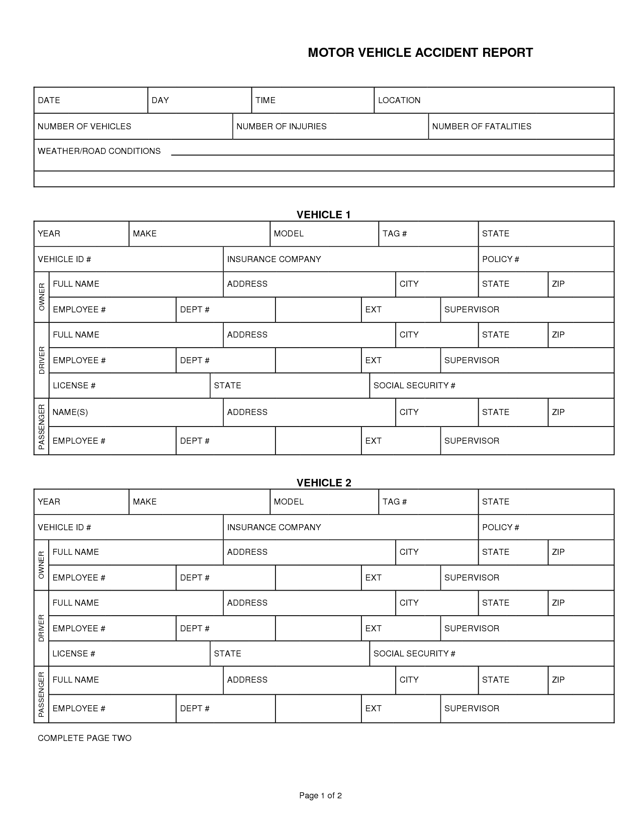 008 Car Accident Report Form Template 290132 Vehicle Throughout Motor Vehicle Accident Report Form Template