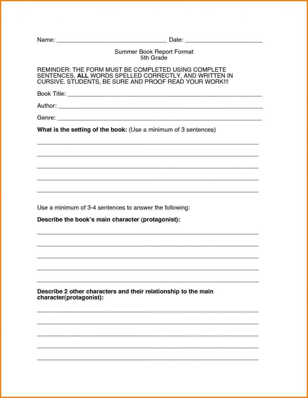 008 Template Ideas 6Th Grade Book Report Biography Endearing Pertaining To 6Th Grade Book Report Template