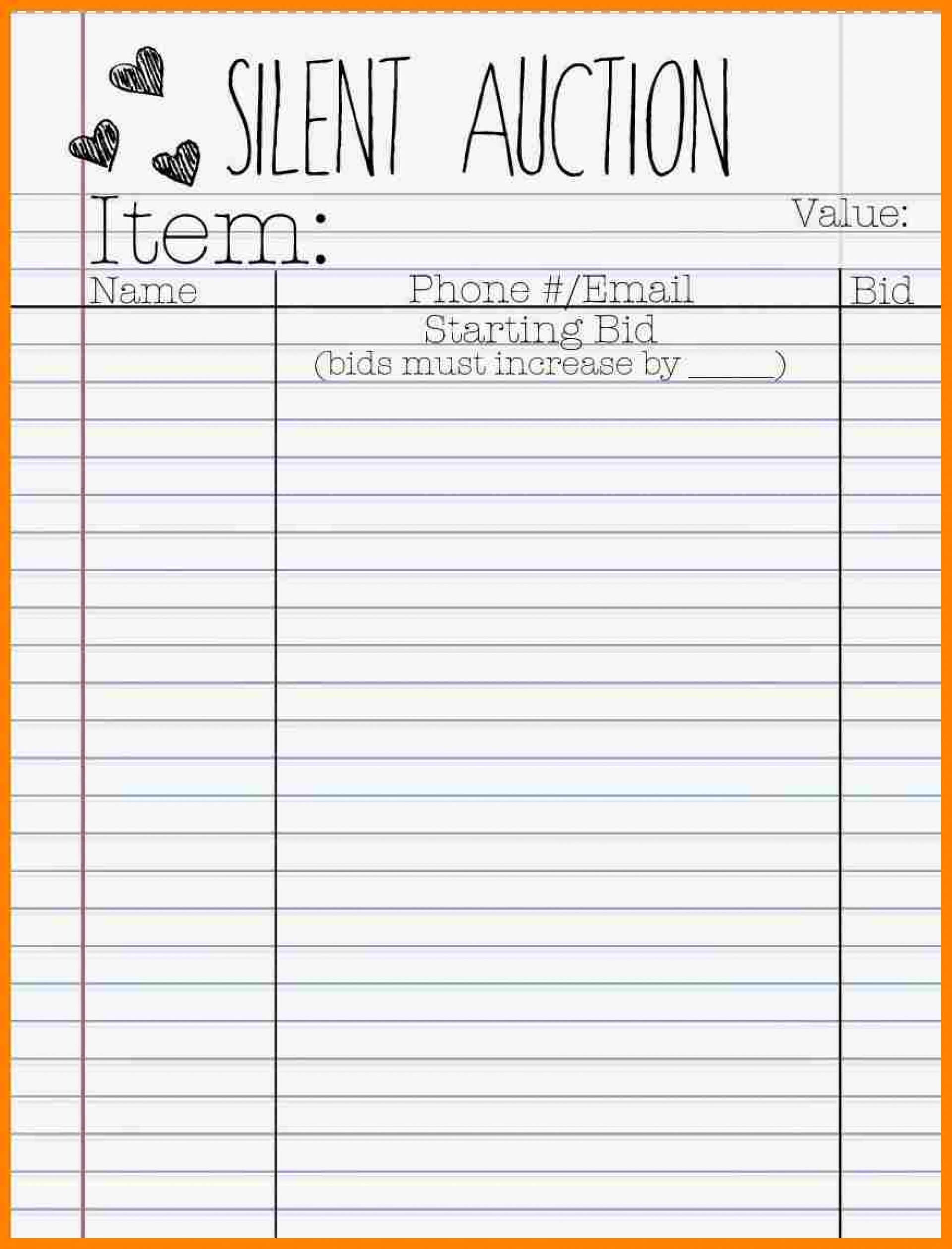 008 Template Ideas Silent Auction Bid Sheet Fearsome Word With Regard To Auction Bid Cards Template
