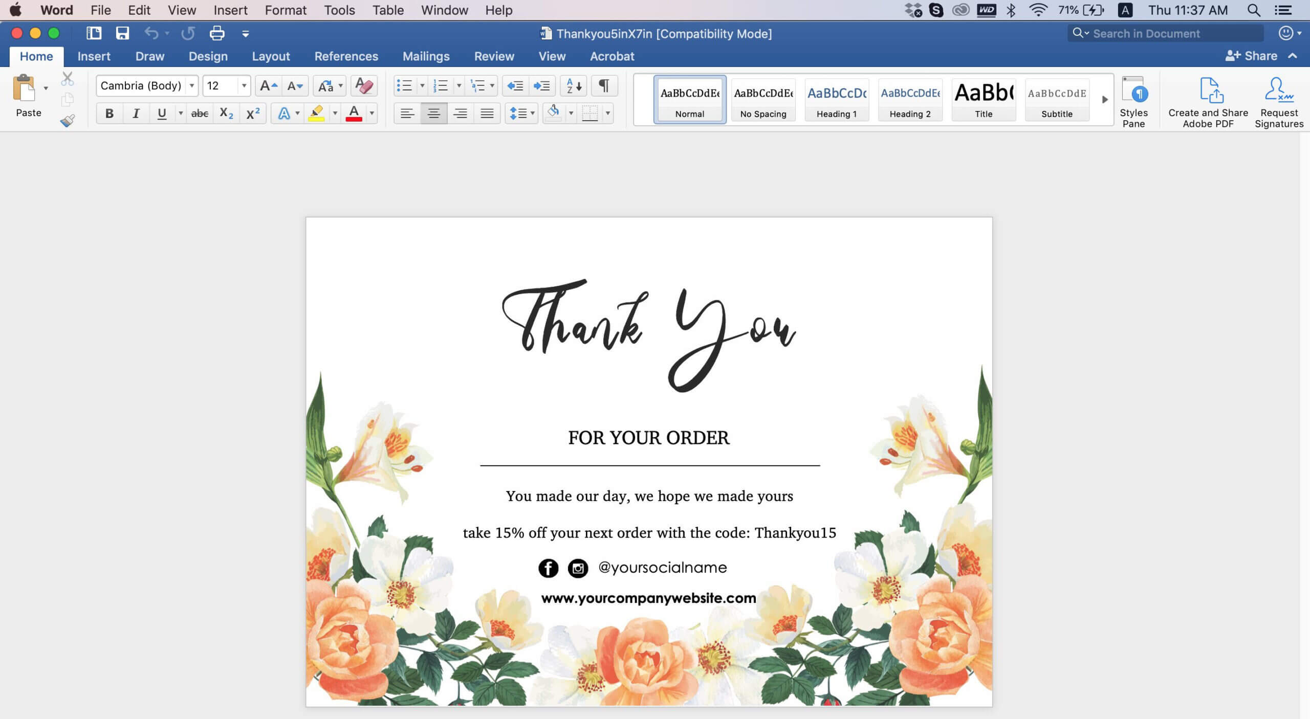 009 Editable Thank You Post Card Template Word Top Ideas For Thank You Card Template Word