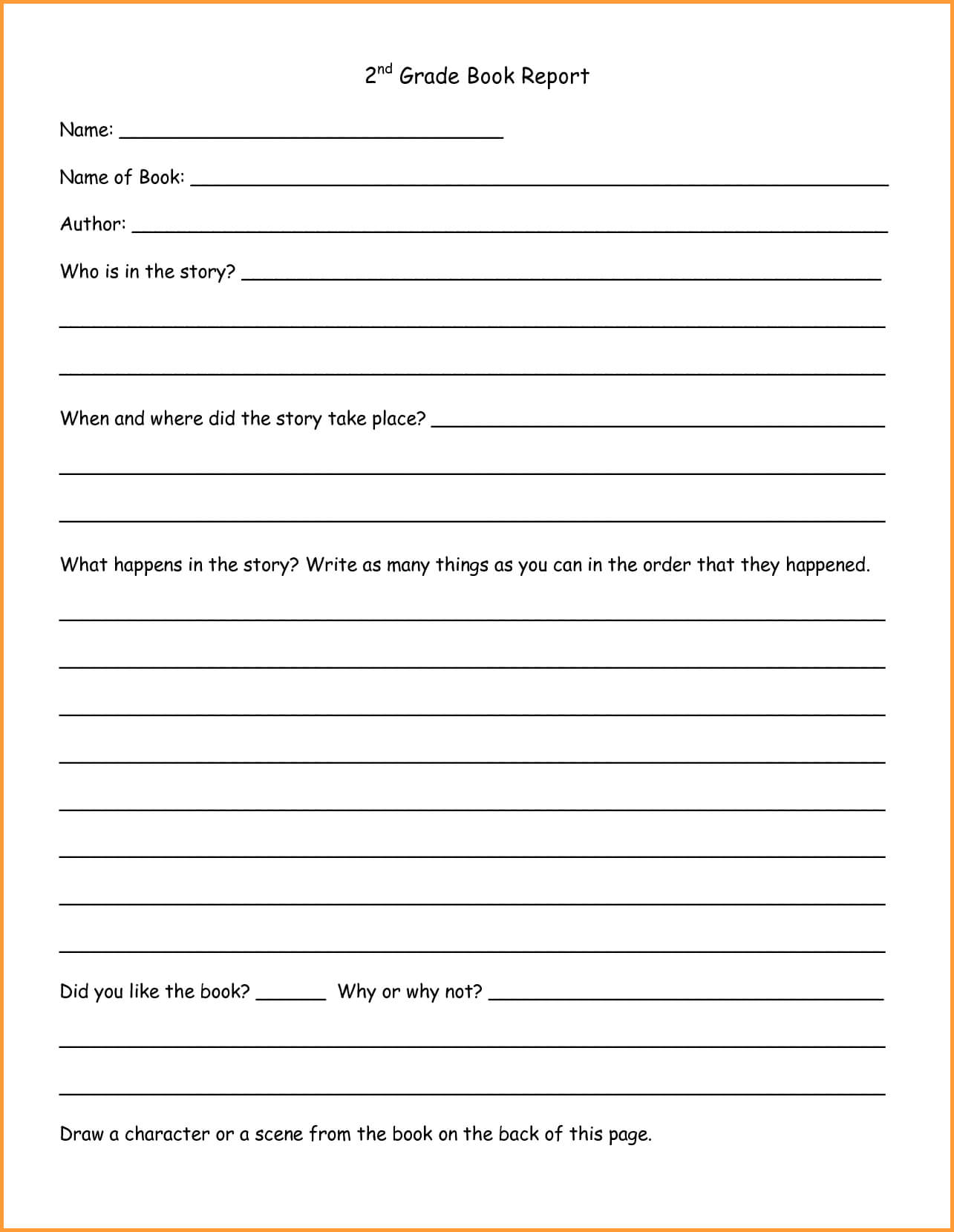 009 Free Book Report Templates Template Wondrous Ideas Throughout 2Nd Grade Book Report Template