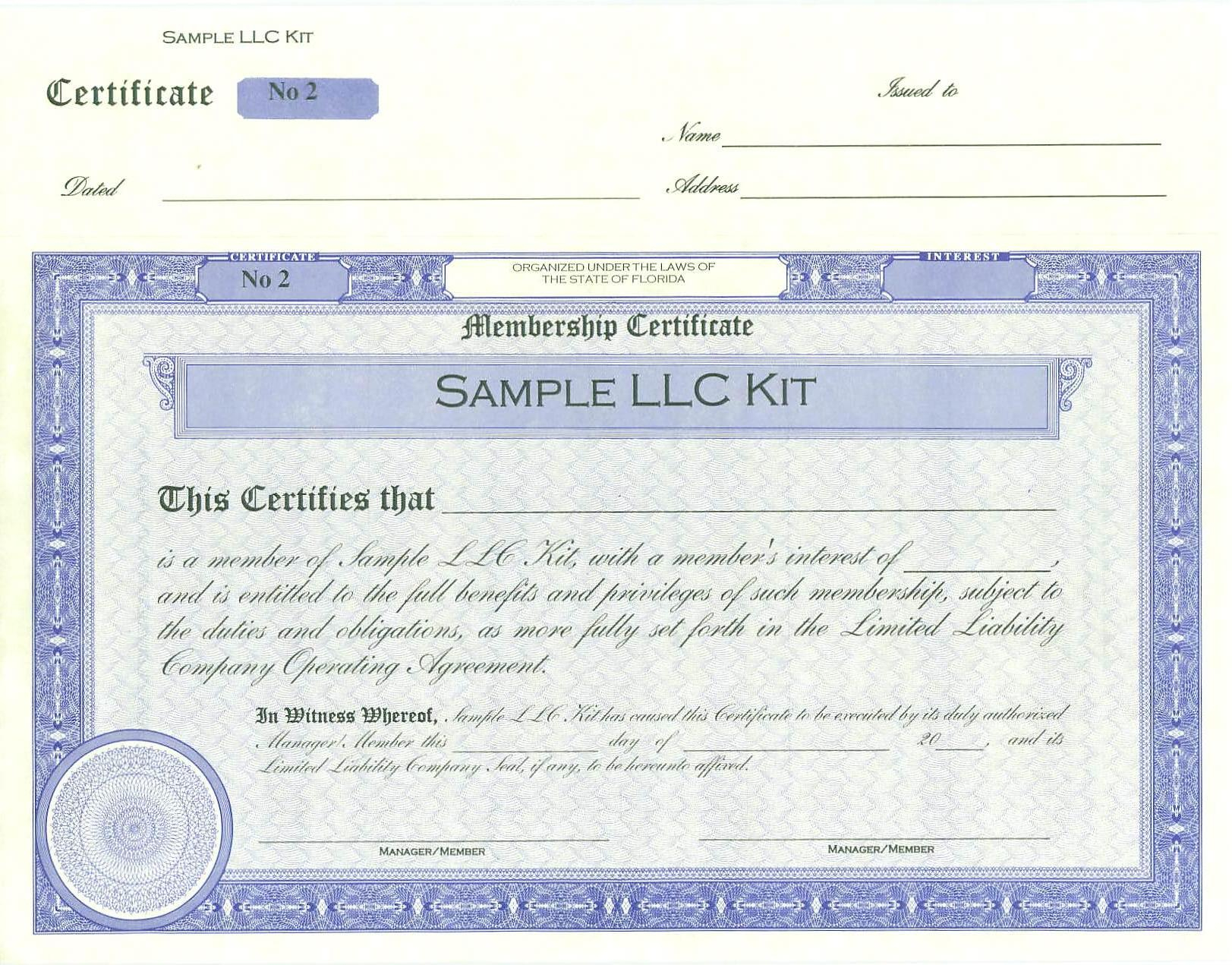 009 Llc Member Certificate Template Ideas Staggering Inside New Member Certificate Template