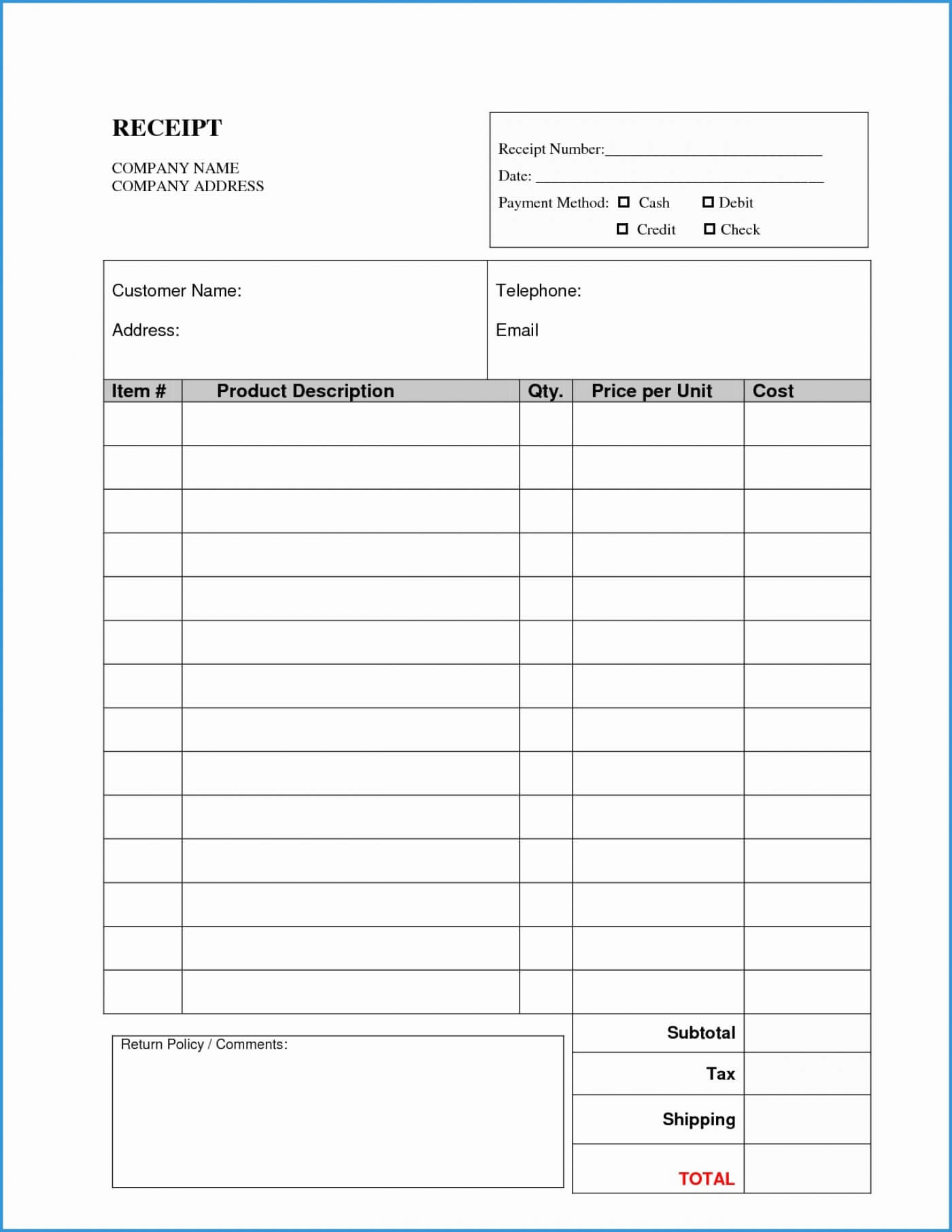 009 Printable Blank Invoiceemplate Pdf Free Receiptemplates In Blank Html Templates Free Download