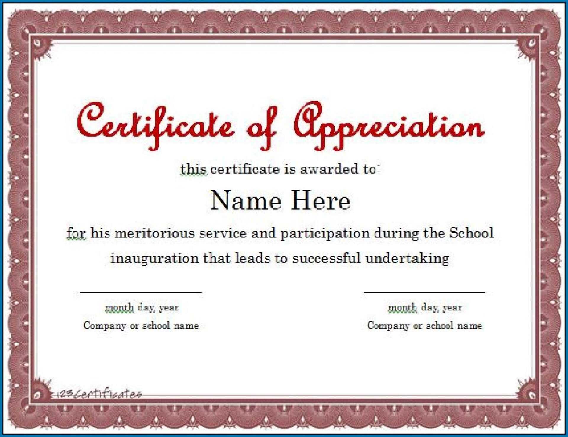 009 Printable Certificate Of Appreciation Template Free Intended For Certificate Of Participation Template Ppt