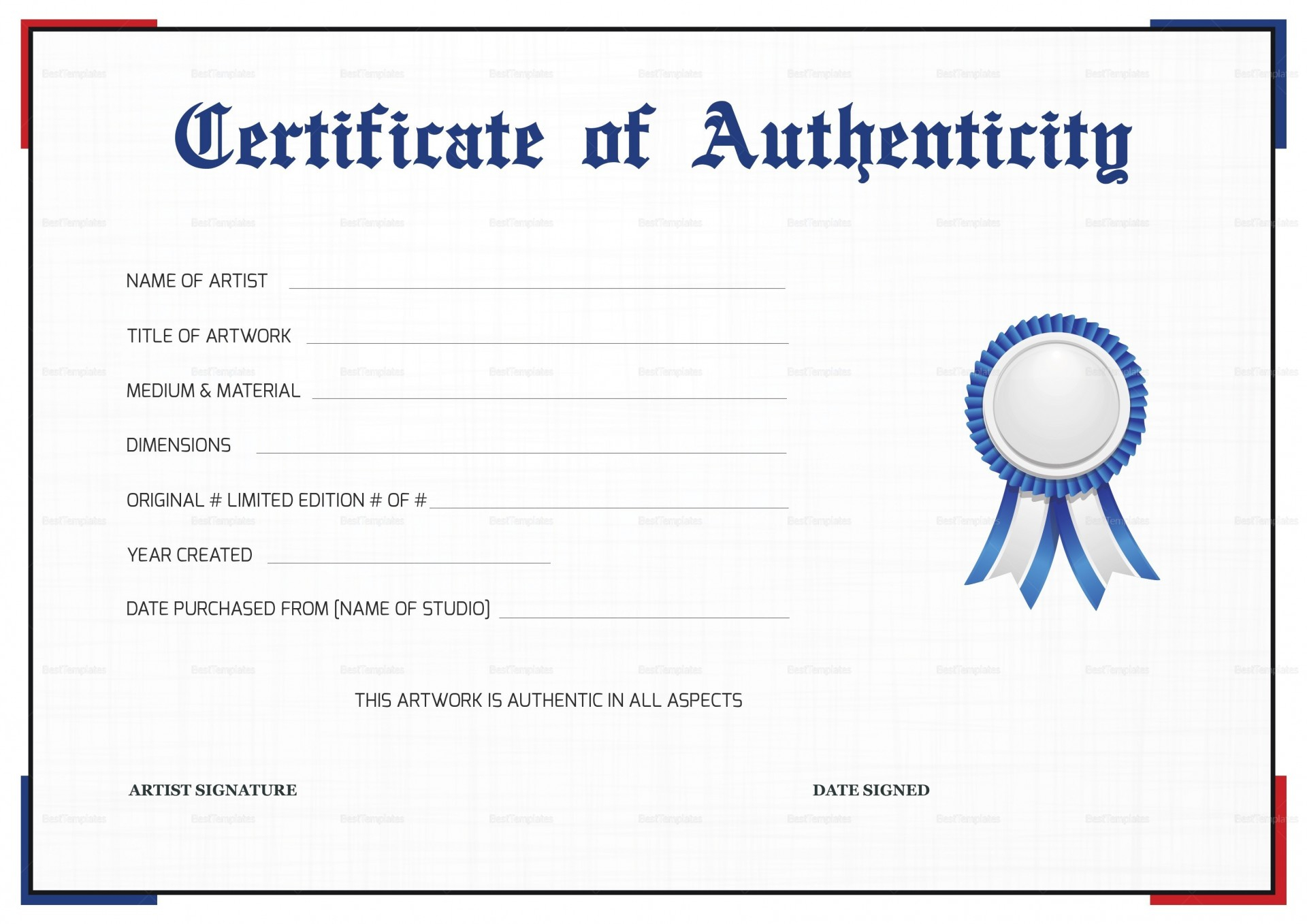 010 Artist Certificatefit8252C1275Ssl1 Certificate Of Pertaining To Photography Certificate Of Authenticity Template