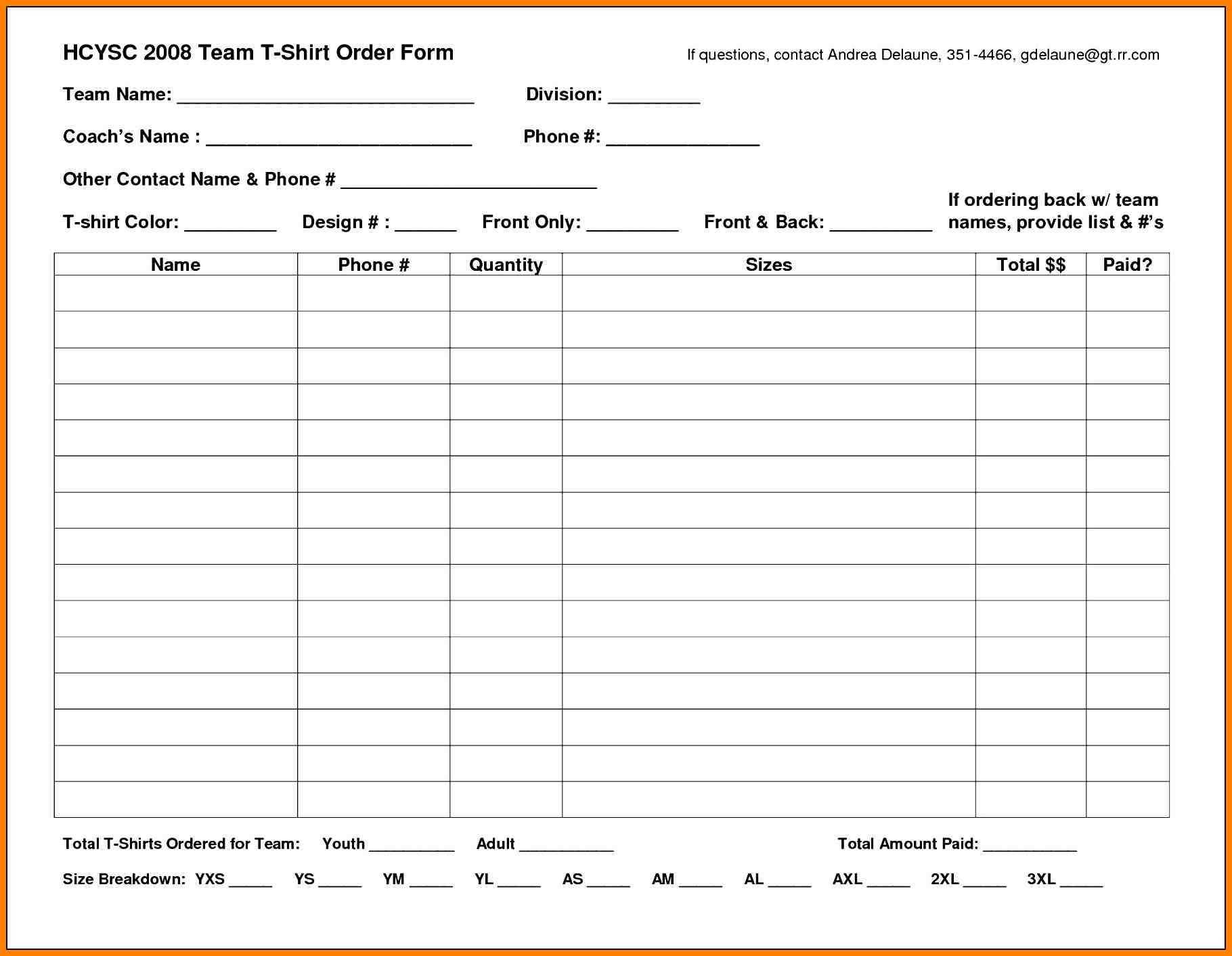 010 Excel Order Form Koman Mouldings Co Blank T Shirt Sample With Regard To Blank T Shirt Order Form Template