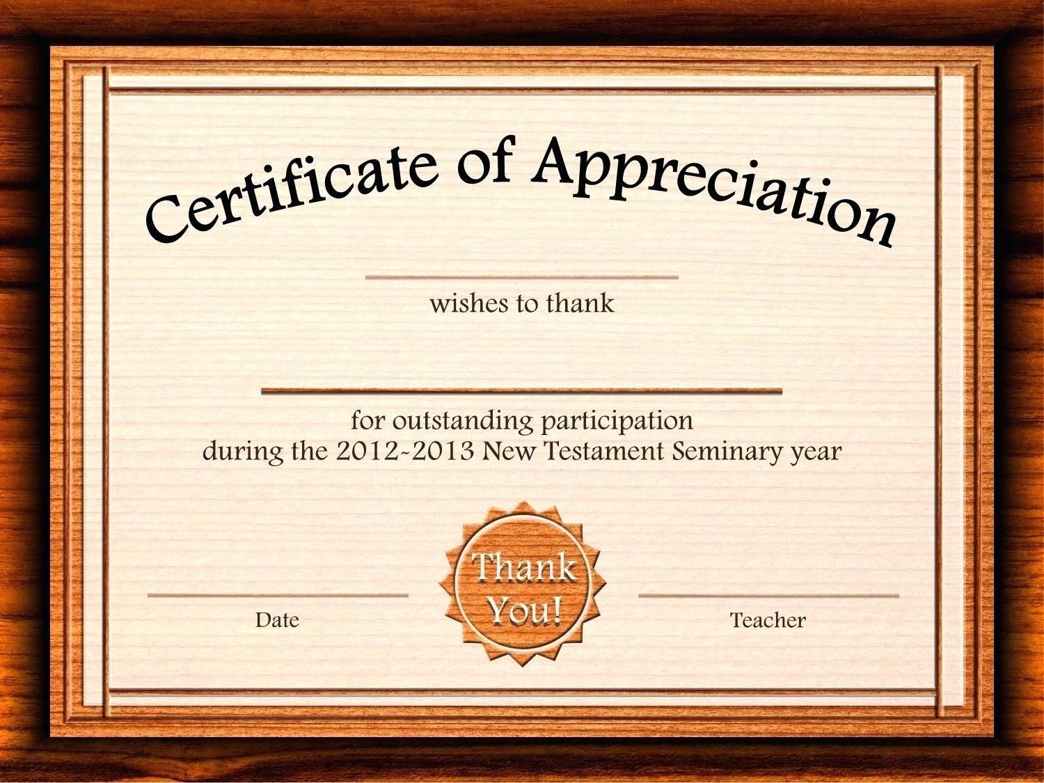 010 Template Ideas Certificate Of Appreciation Free Fearsome Within Certificate Of Participation Template Pdf