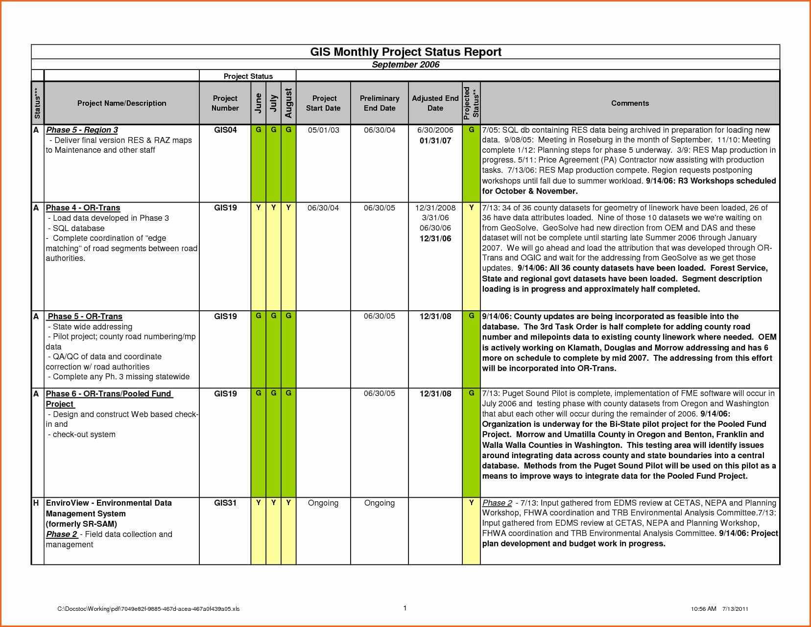 011 Project Status Report Template Excel Download For Project Status Report Template Excel Download Filetype Xls