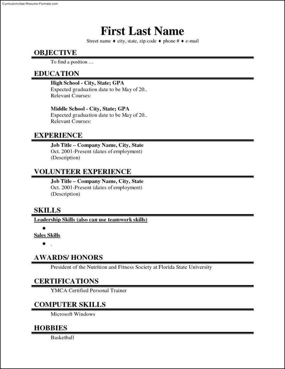 012 College Student Resume Template Microsoft Word Free Intended For College Student Resume Template Microsoft Word