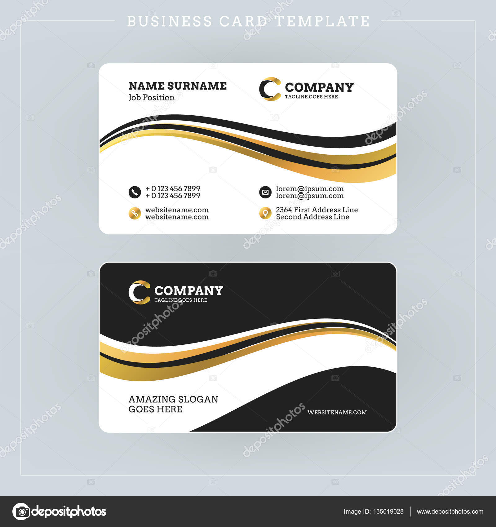 012 Depositphotos 135019028 Stock Illustration Double Sided Throughout Double Sided Business Card Template Illustrator