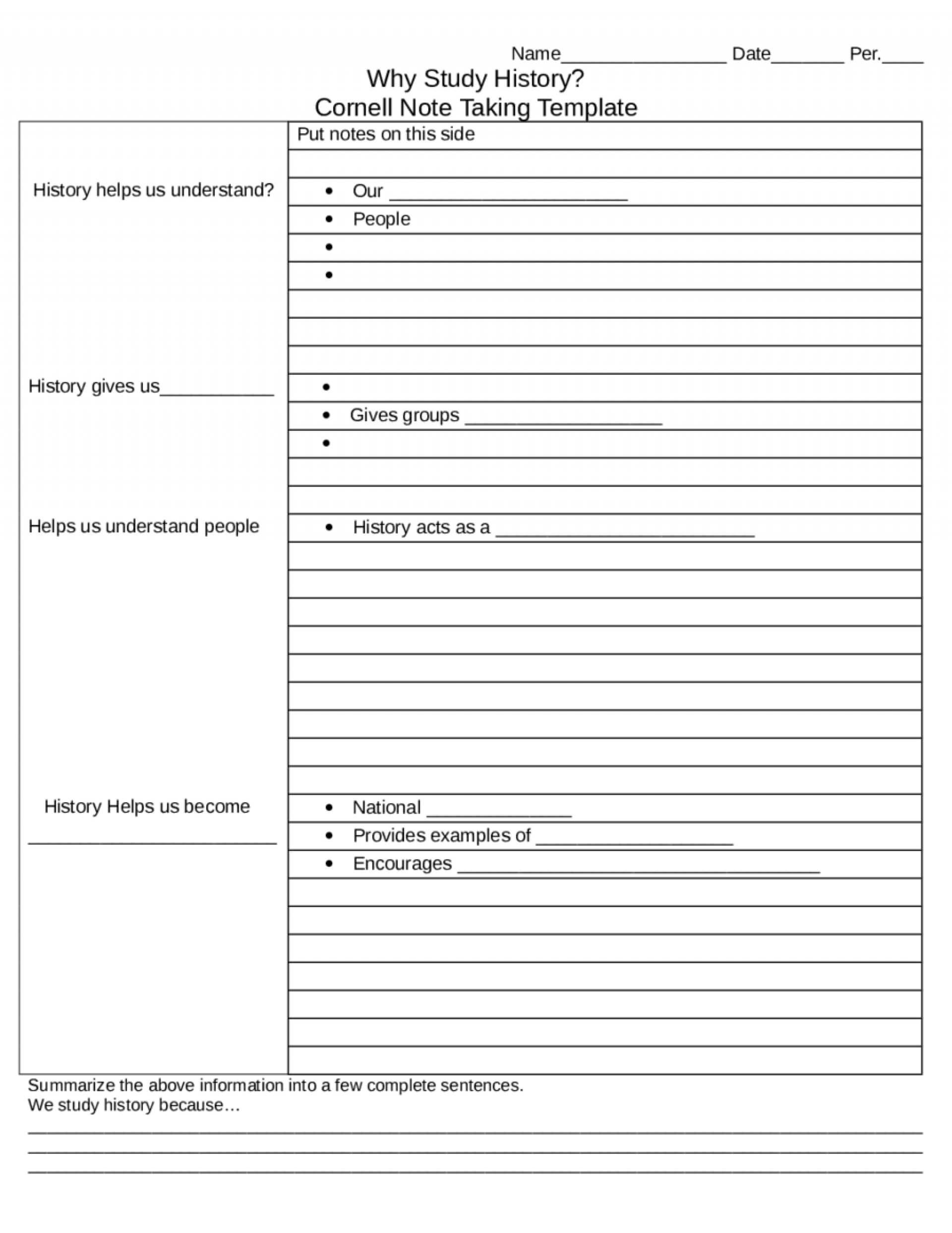 012 Template Ideas Note Taking Pdf Cornell Notes Word Regarding Note Taking Template Word
