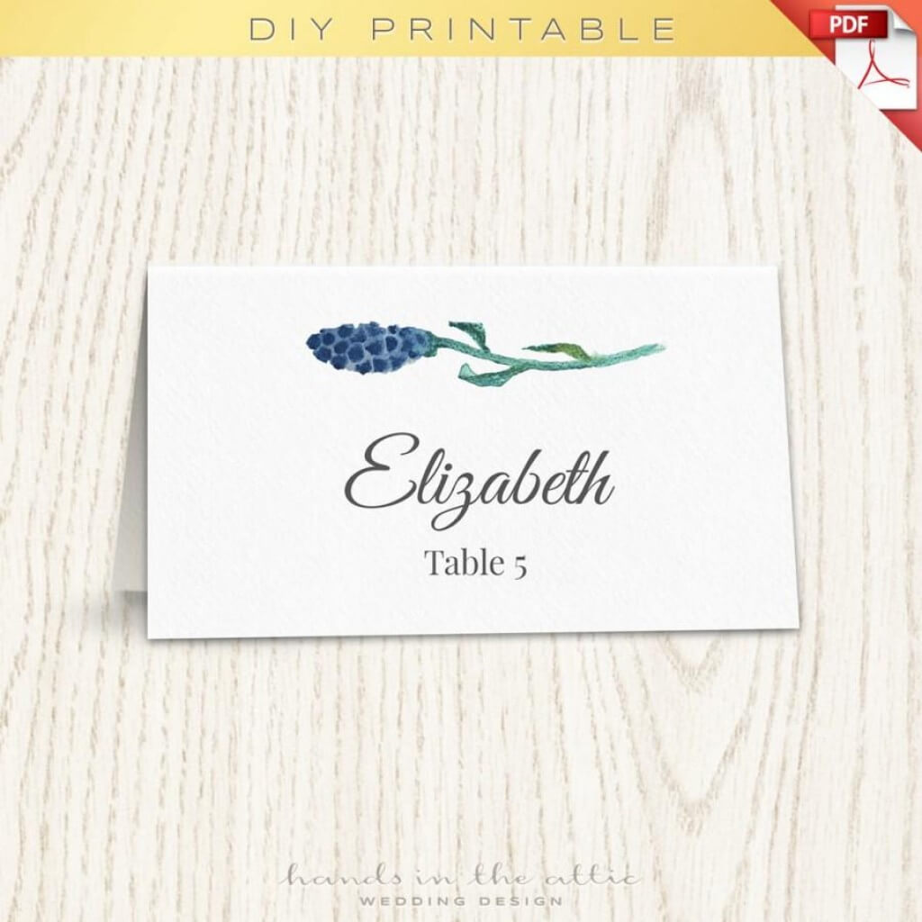 012 Wedding Name Card Template Floral Placecard Printable Throughout Printable Escort Cards Template
