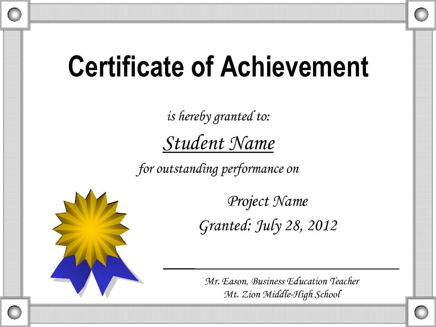 013 Certificate Of Achievement Template Free Ideas Regarding Word Template Certificate Of Achievement