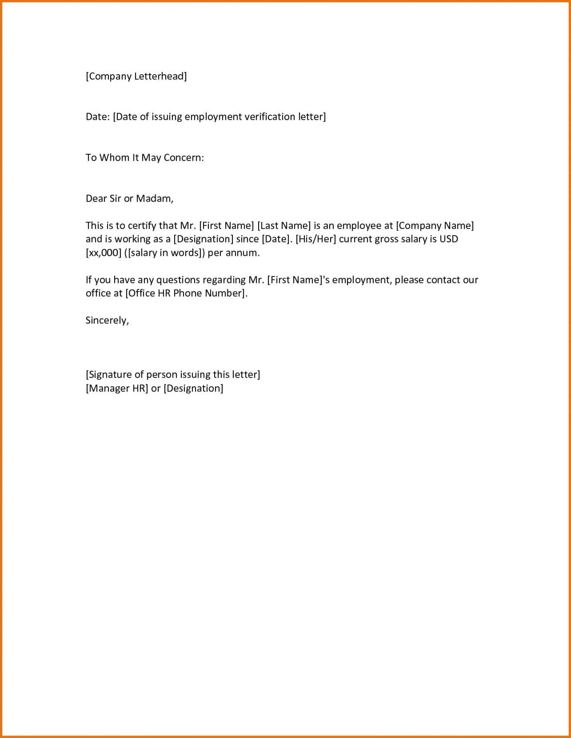 013 Employment Verification Letter Template Word Free Ideas With Regard To Employment Verification Letter Template Word
