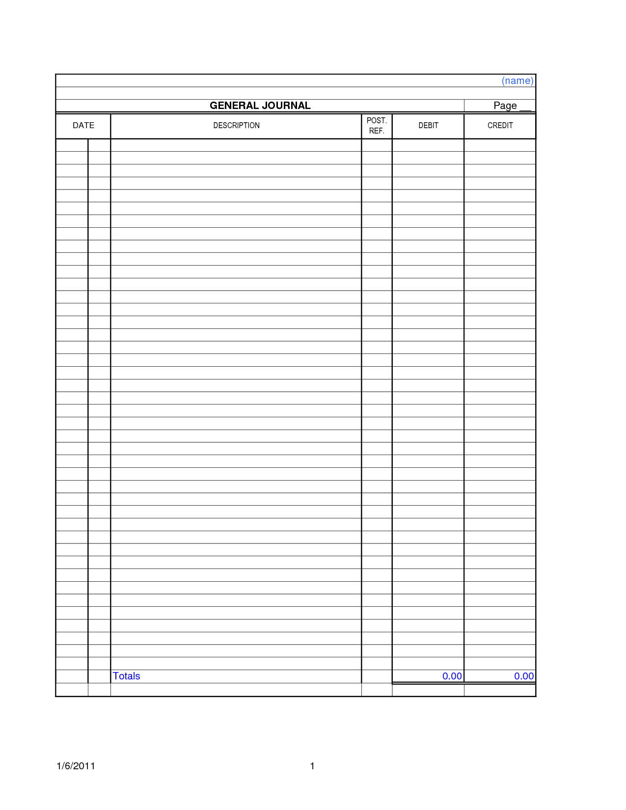 014 Blank Accounting Ledger Template Printable 90994 Journal In Blank Ledger Template