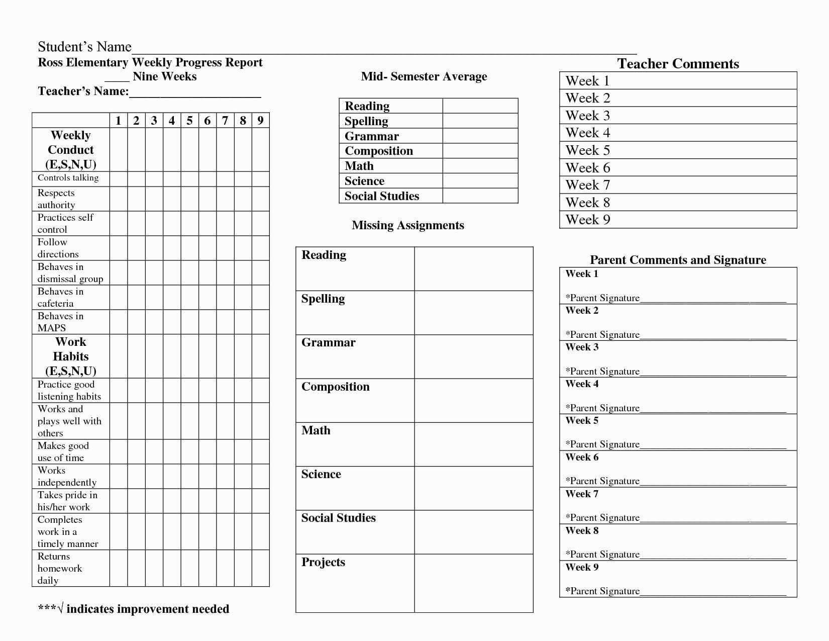014 Free Printable Homeschool Report Card Template Best In Homeschool Report Card Template Middle School