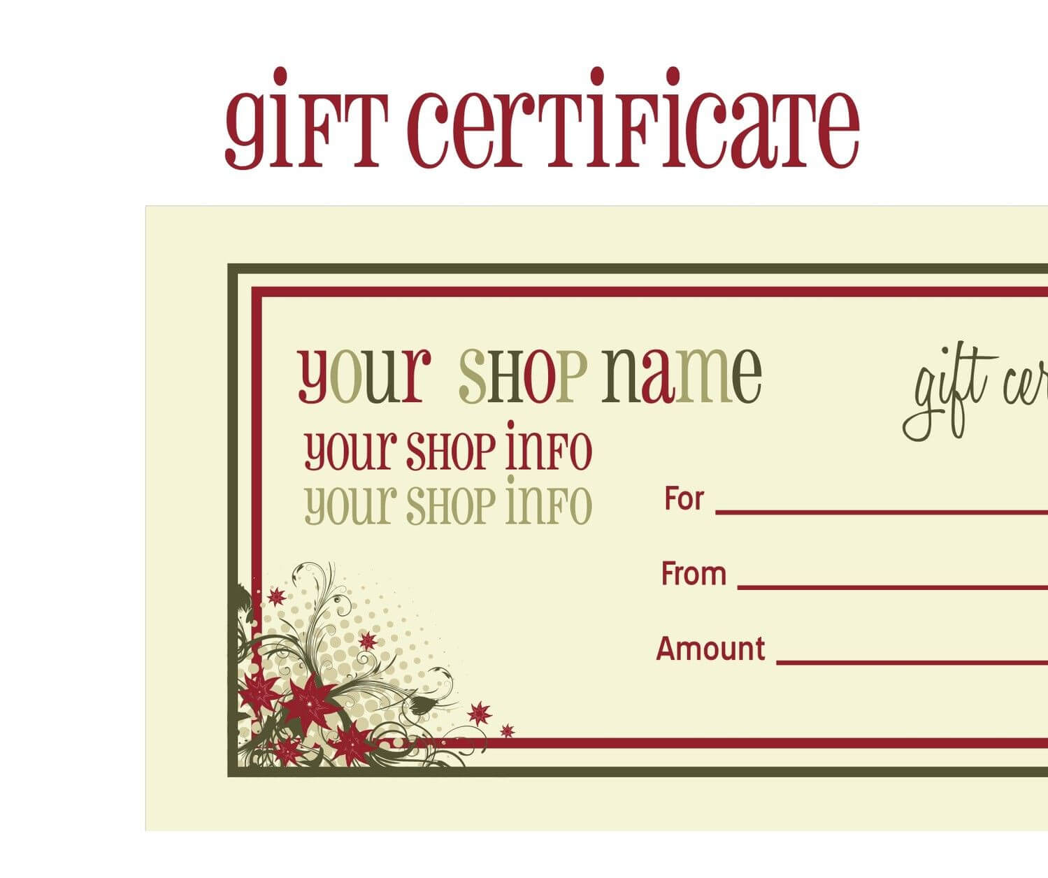 014 Template Ideas For Gift Unique Certificate Free Massage Within Homemade Christmas Gift Certificates Templates
