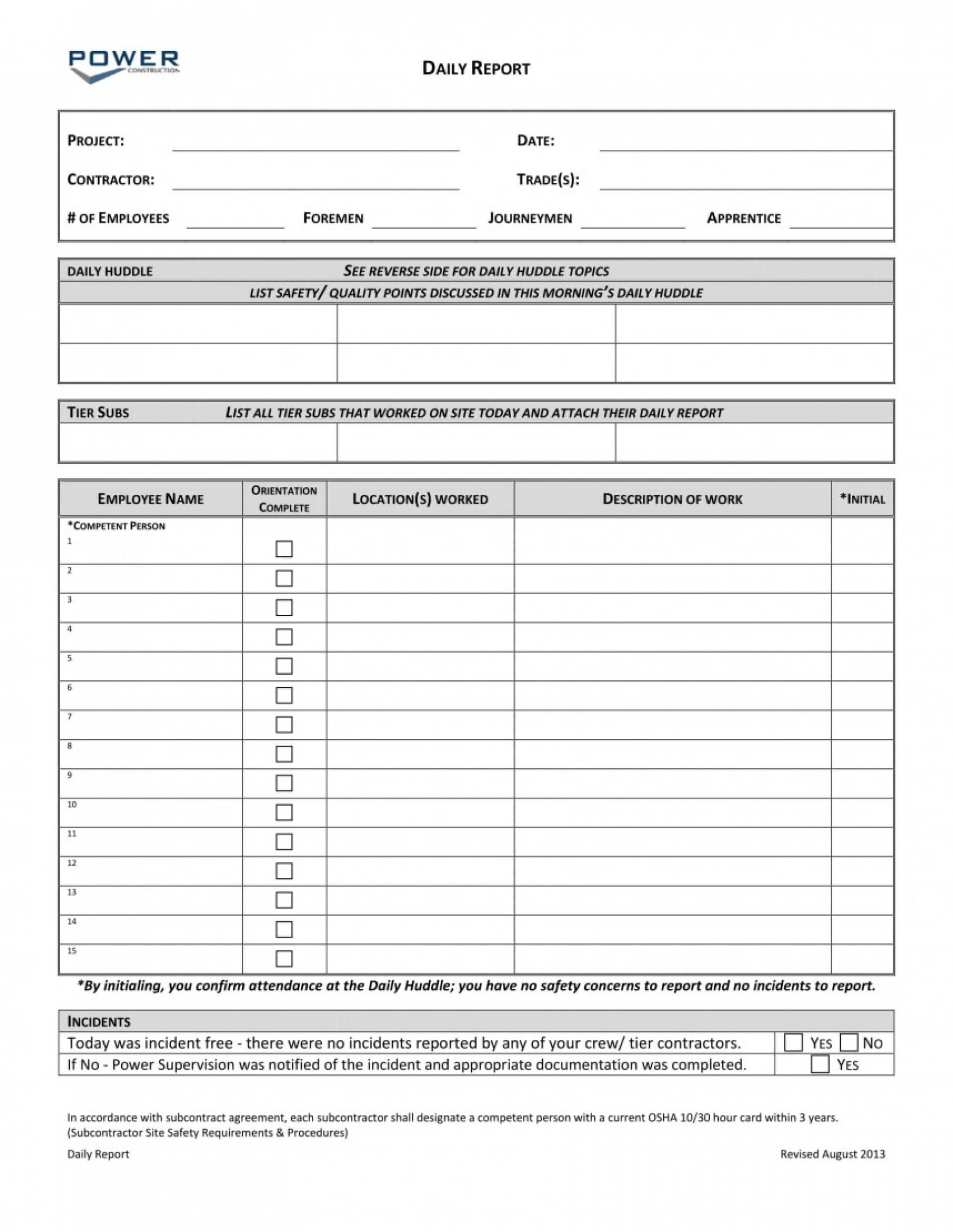 015 Construction Daily Report Forms Free Downloads Status With Regard To Daily Report Sheet Template