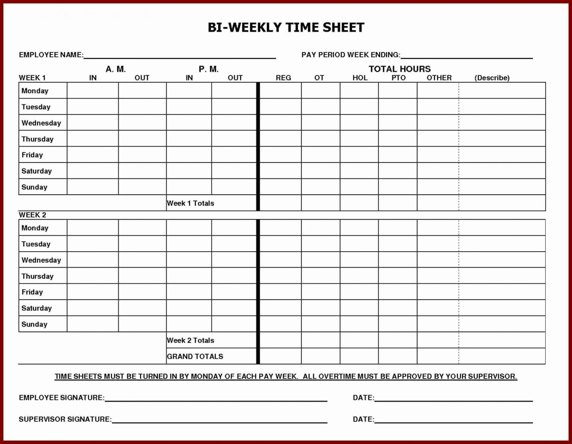 015 Simple Weekly Time Card Template Ideas Free Printable Within Weekly Time Card Template Free