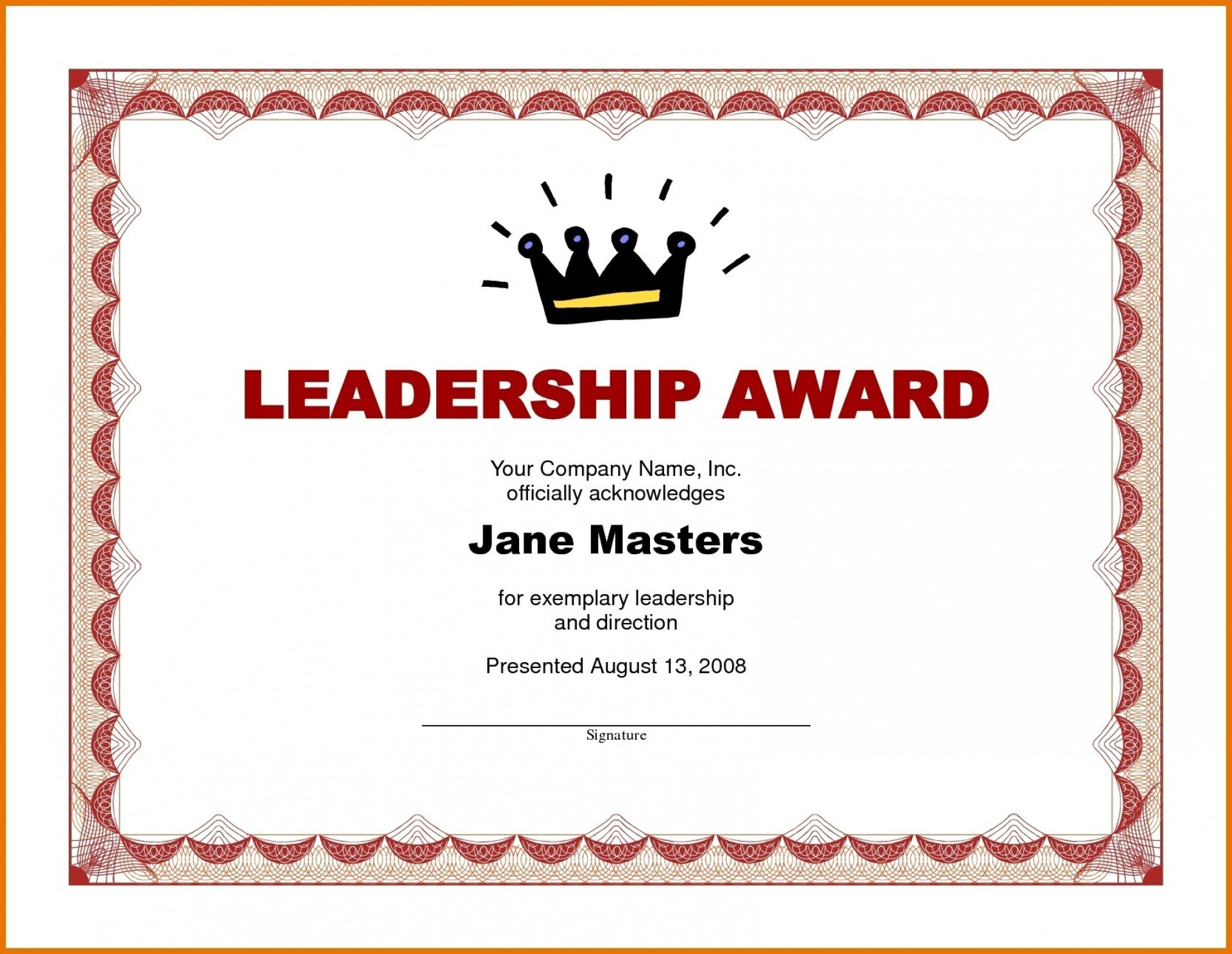015 Template Ideas Award Certificate Word Doc Of Achievement Pertaining To Leadership Award Certificate Template