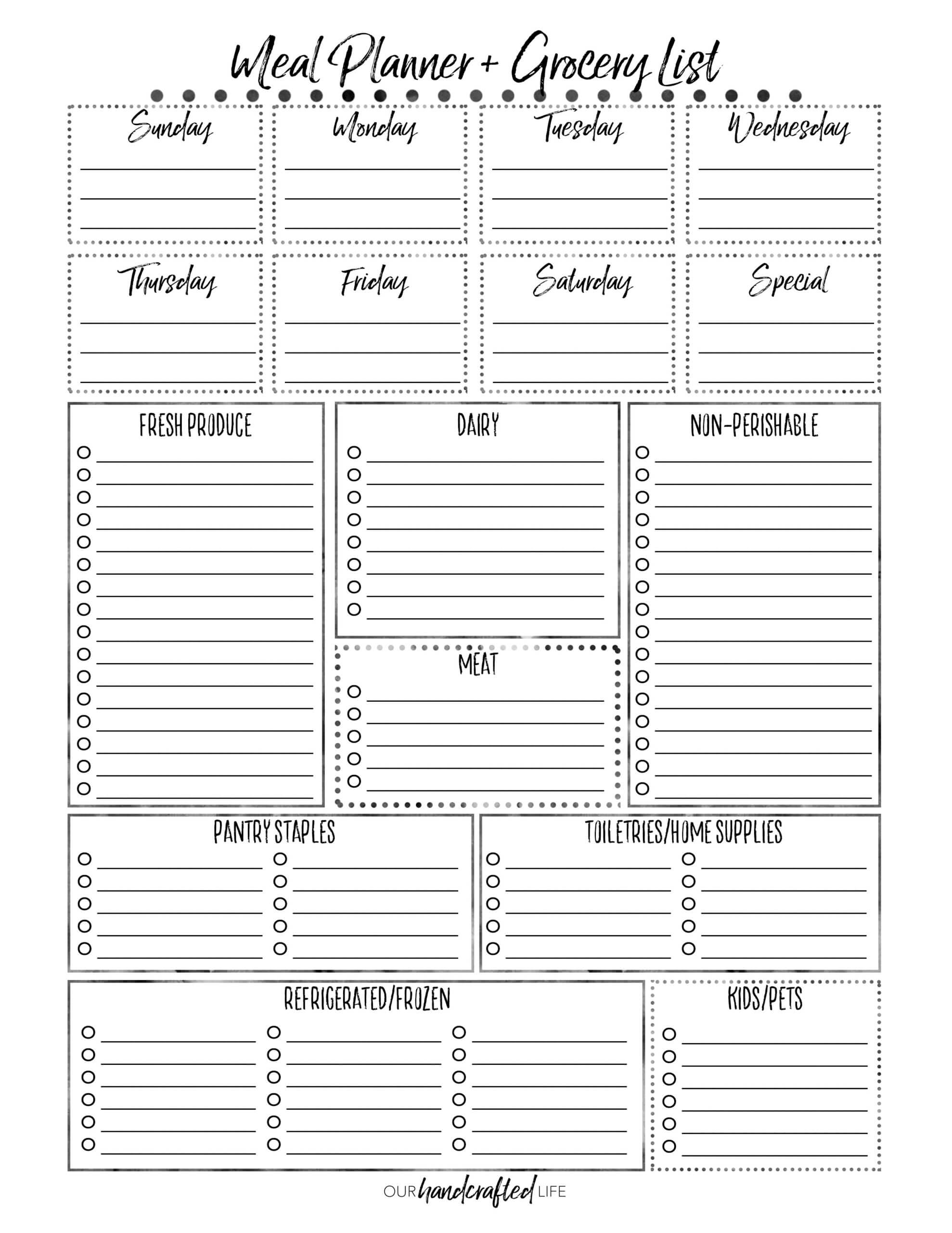 016 Template Ideas Free Printable Meal Plan Planner Menu Pertaining To Blank Meal Plan Template
